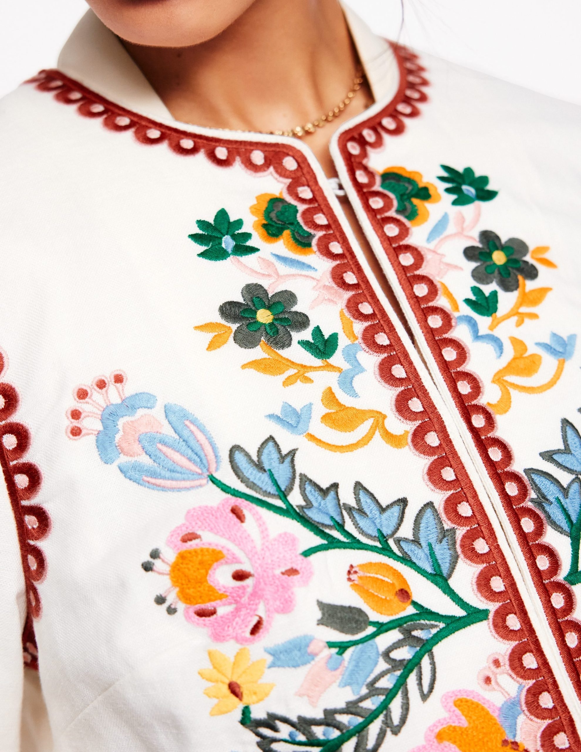 Embroidered Linen Jacket-Ivory. Tulip Fusion - Image 3