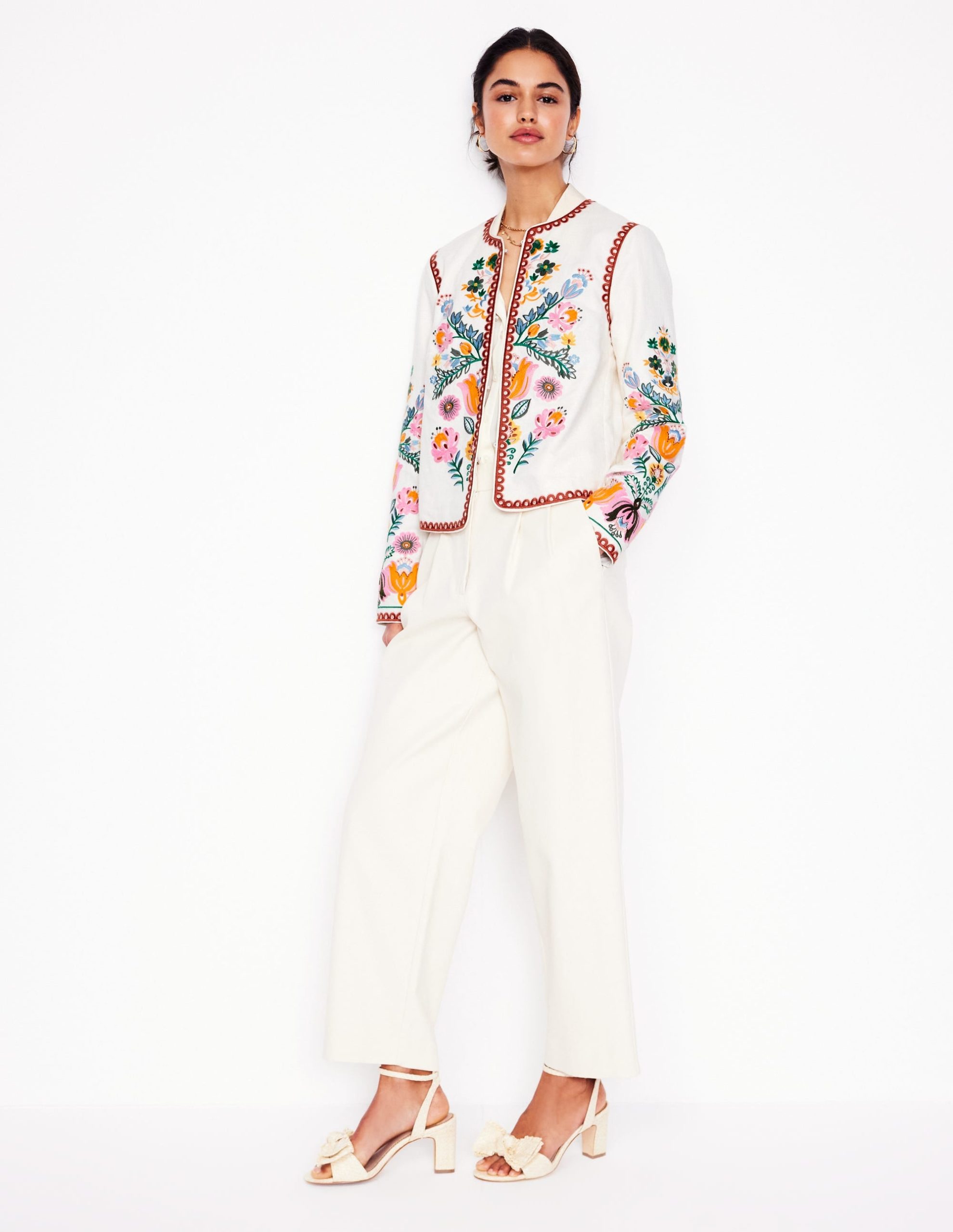 Embroidered Linen Jacket-Ivory. Tulip Fusion - Image 5