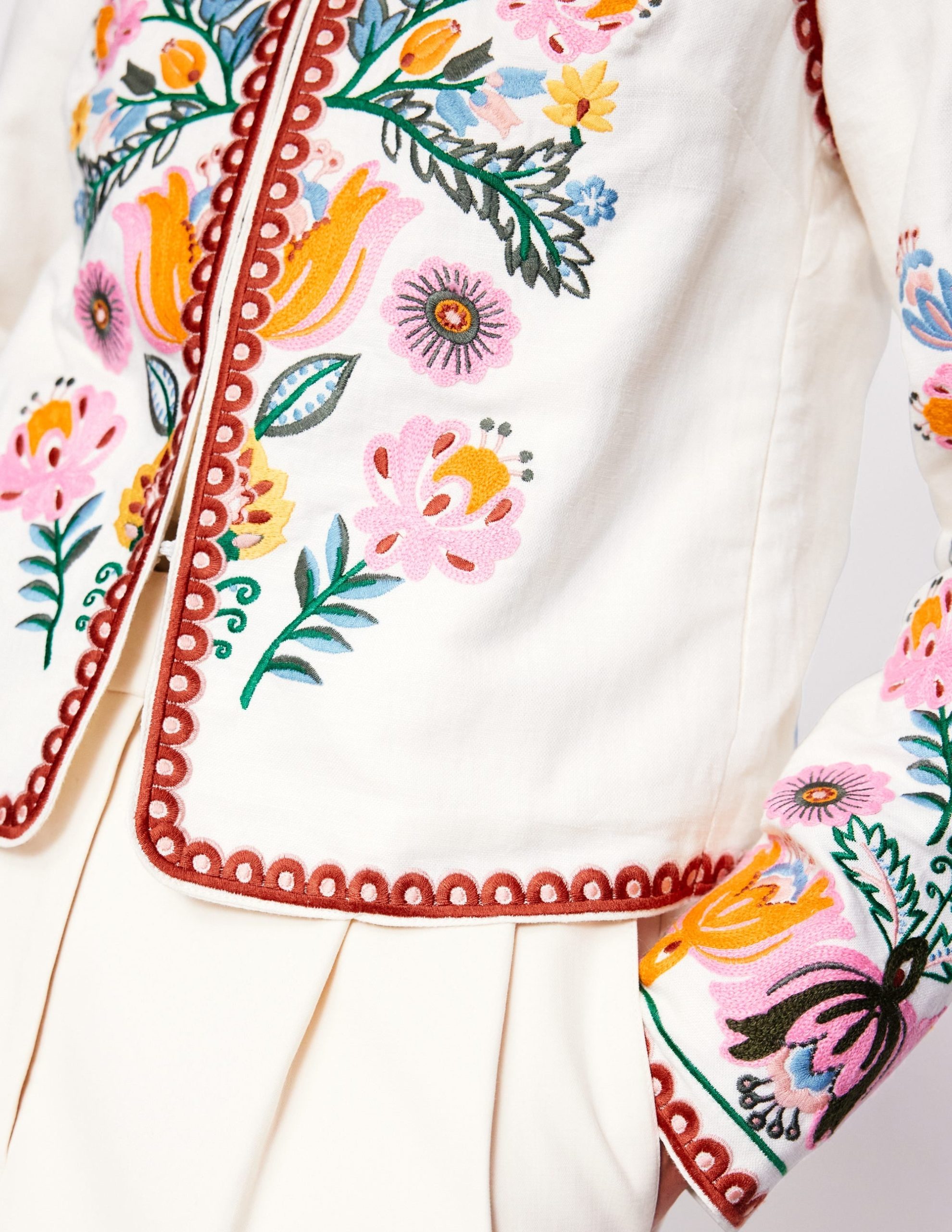 Embroidered Linen Jacket-Ivory. Tulip Fusion - Image 6