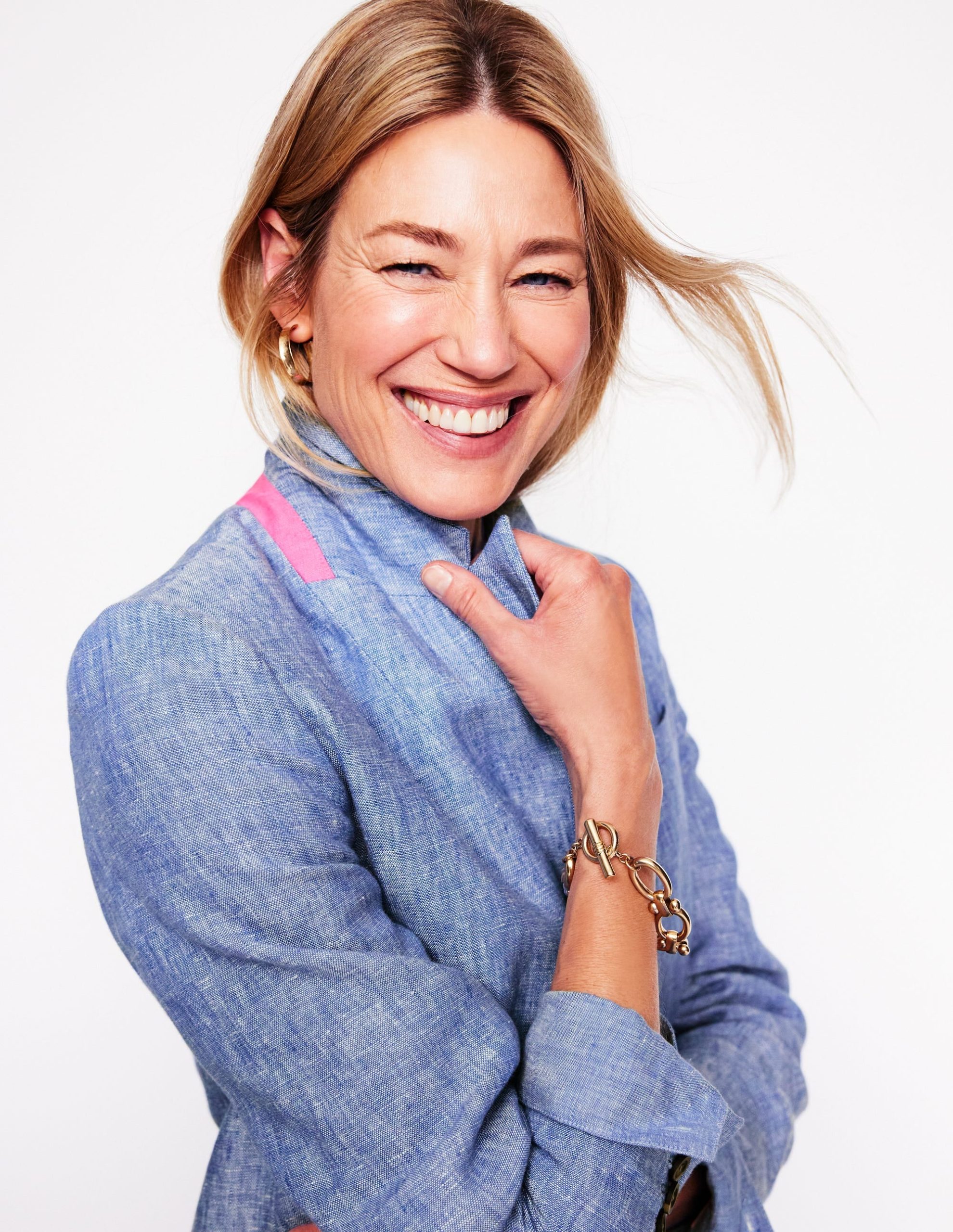 Stamford Linen Blazer-Chambray