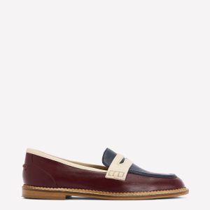 Nya Penny Loafers-Oxblood/Navy