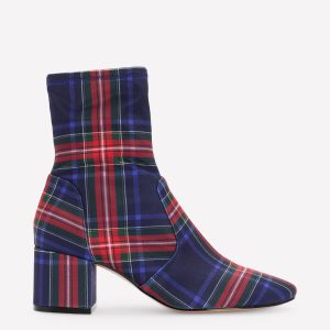 Stretch Ankle Boots-Tartan