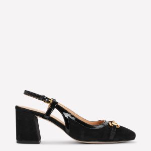Iris Snaffle Slingback Heels-Black