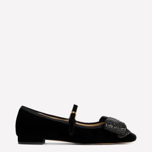 Embellished Bow Mary Jane Flat-Black