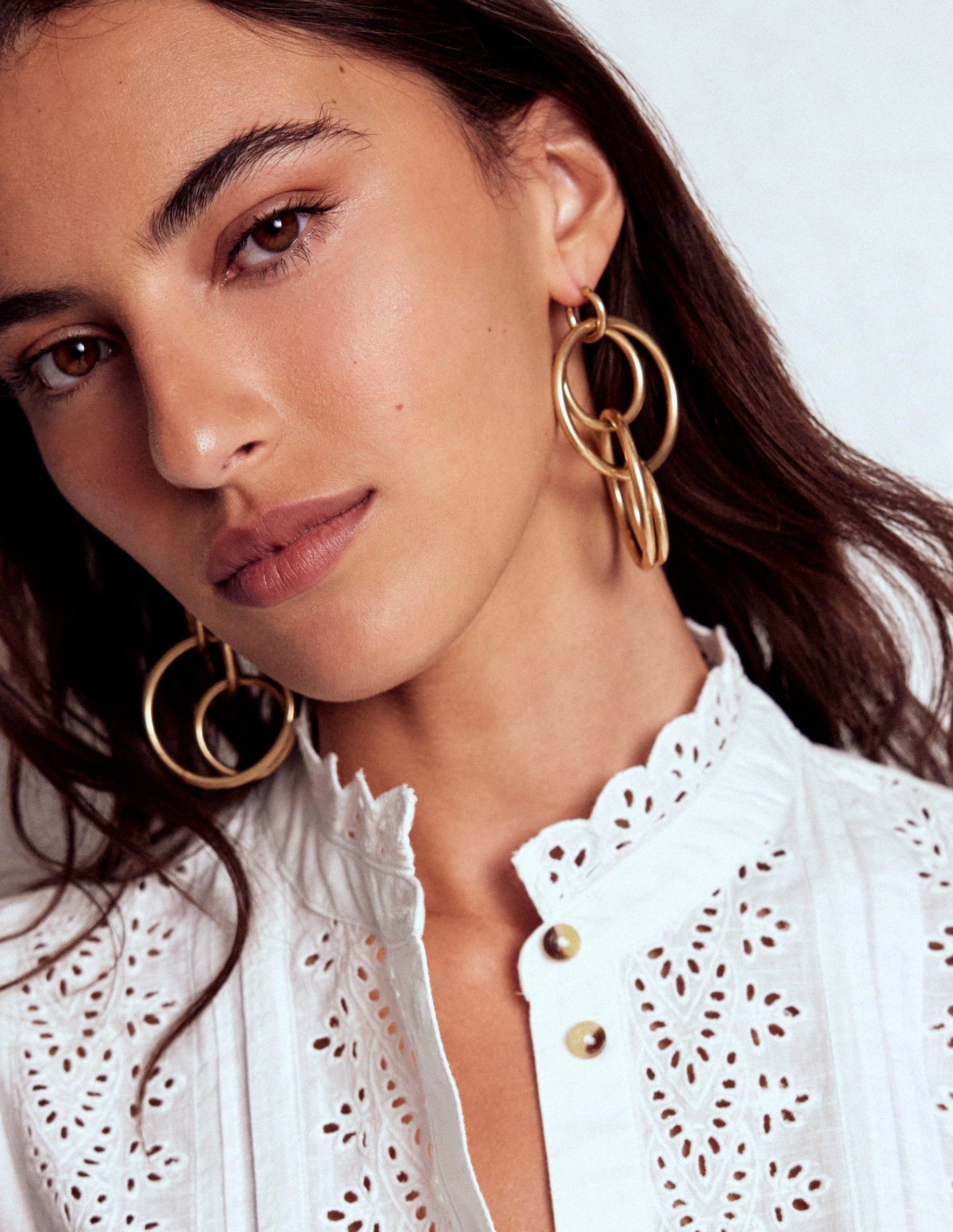 Multi Ring Drop Earrings-Gold Colour - Image 2