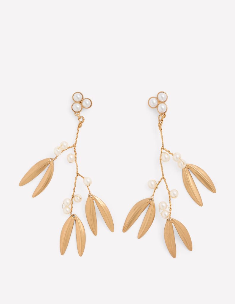 Festive Metal Earrings-Pearl