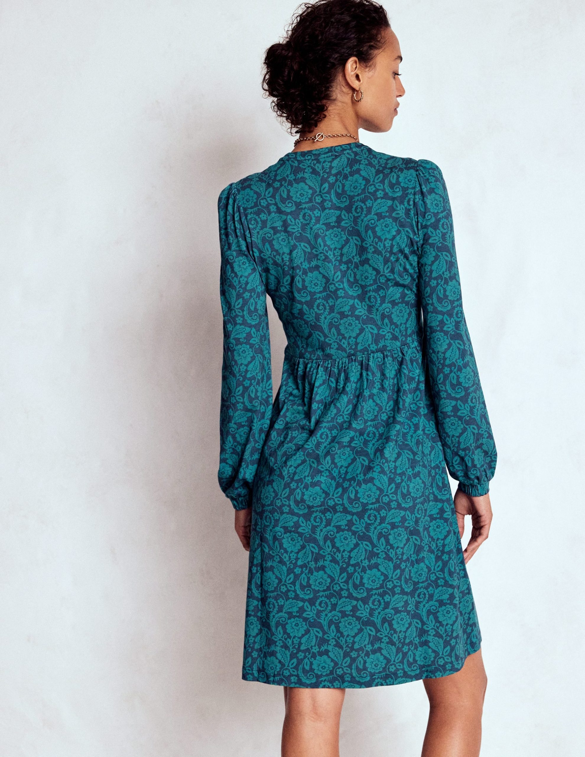 Naomi Relaxed Jersey Dress-Midnight Ocean. Ornate Flora - Image 3