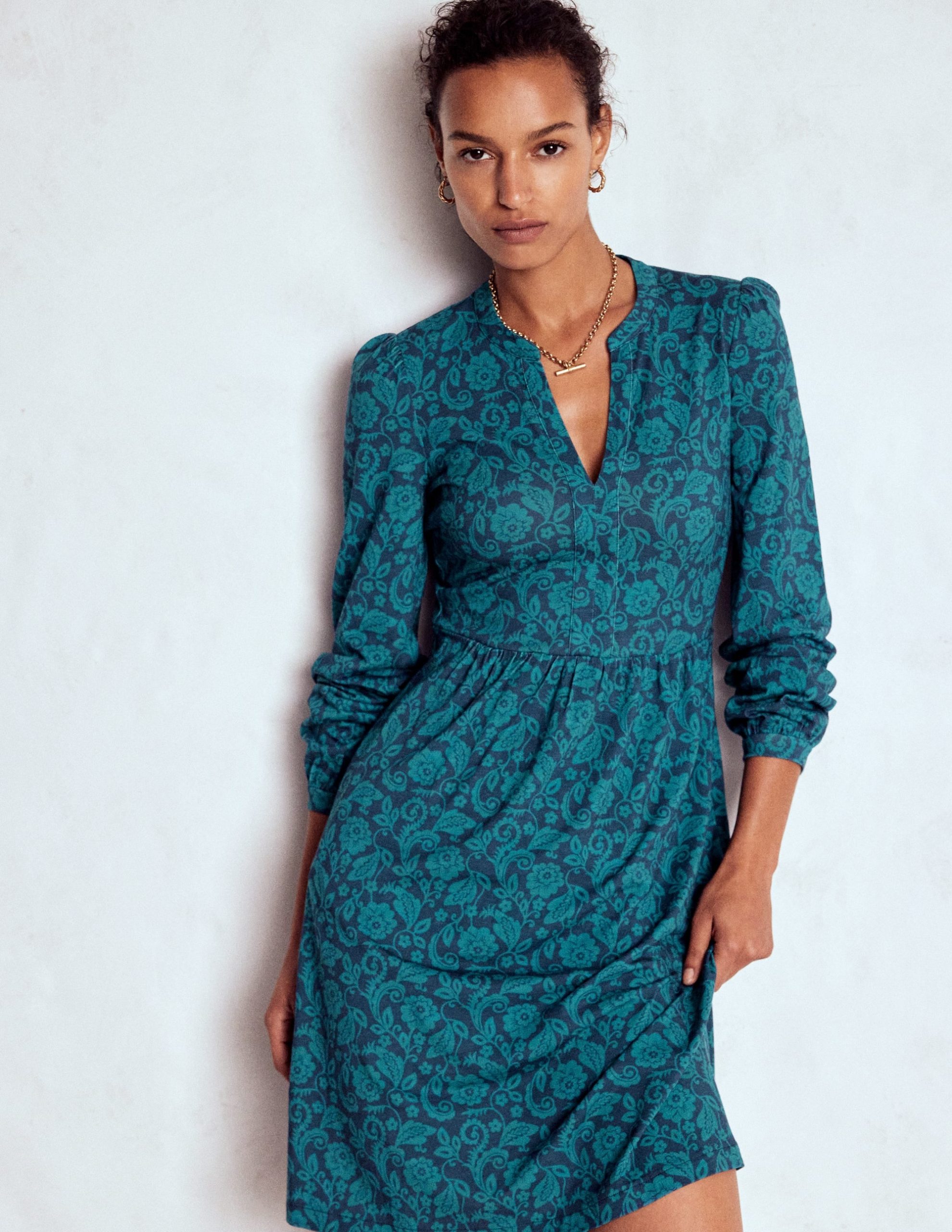 Naomi Relaxed Jersey Dress-Midnight Ocean. Ornate Flora - Image 4