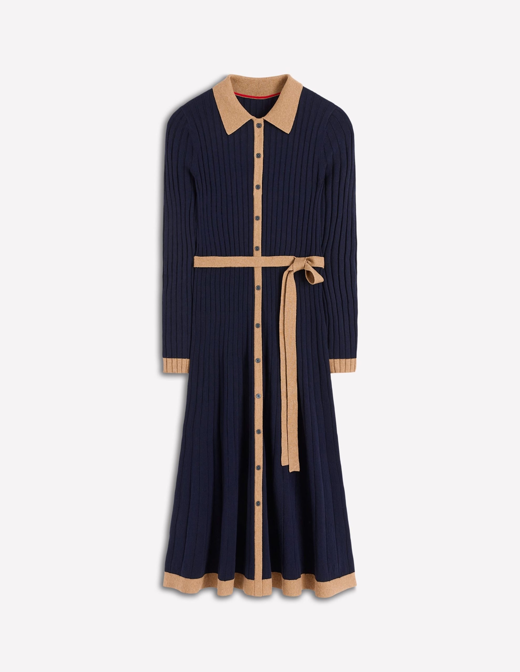 Rachel Knitted Shirt Dress-Navy - Image 5