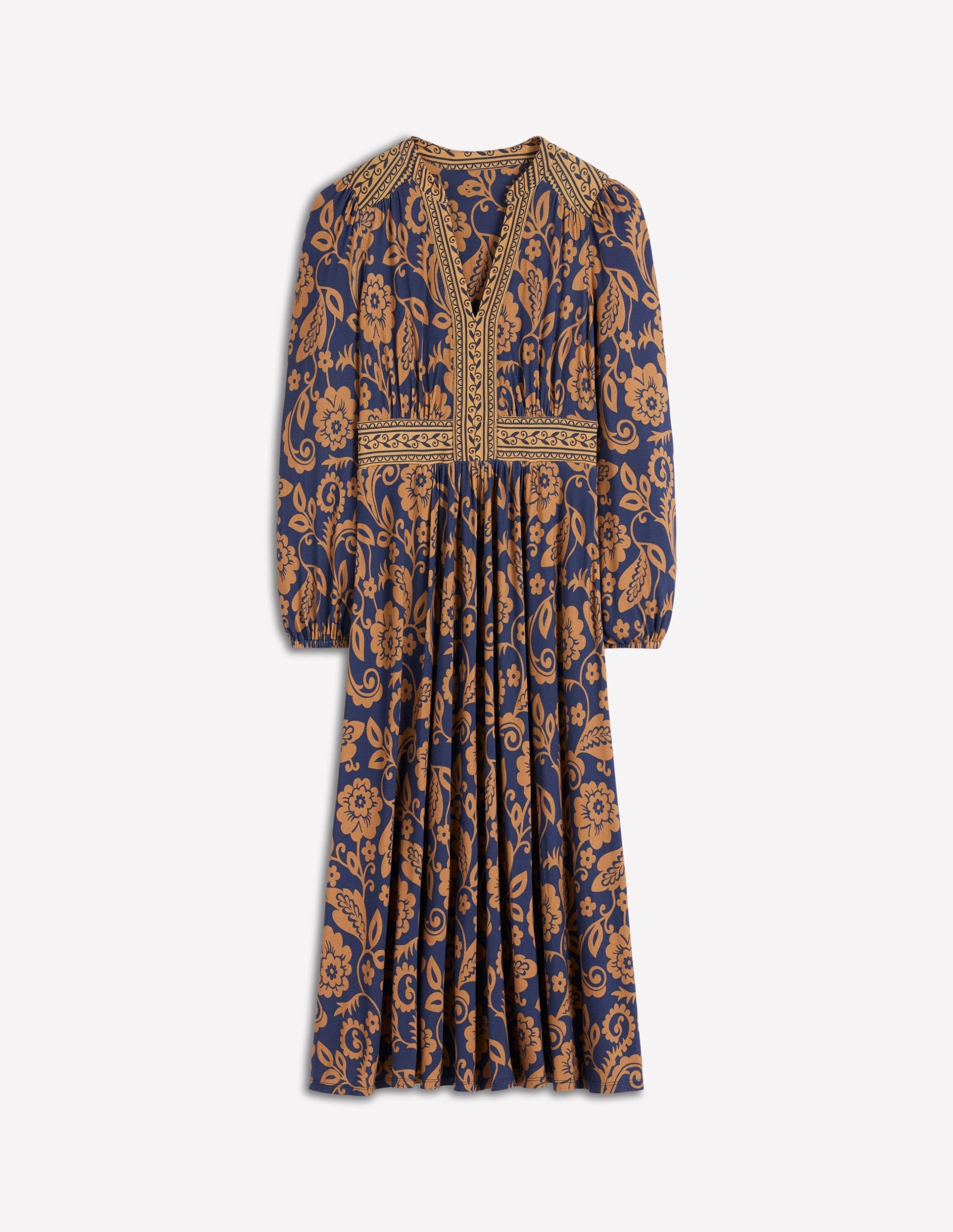 Lily Long Sleeve Midi Dress-French Navy. Ornate Flora - Image 5
