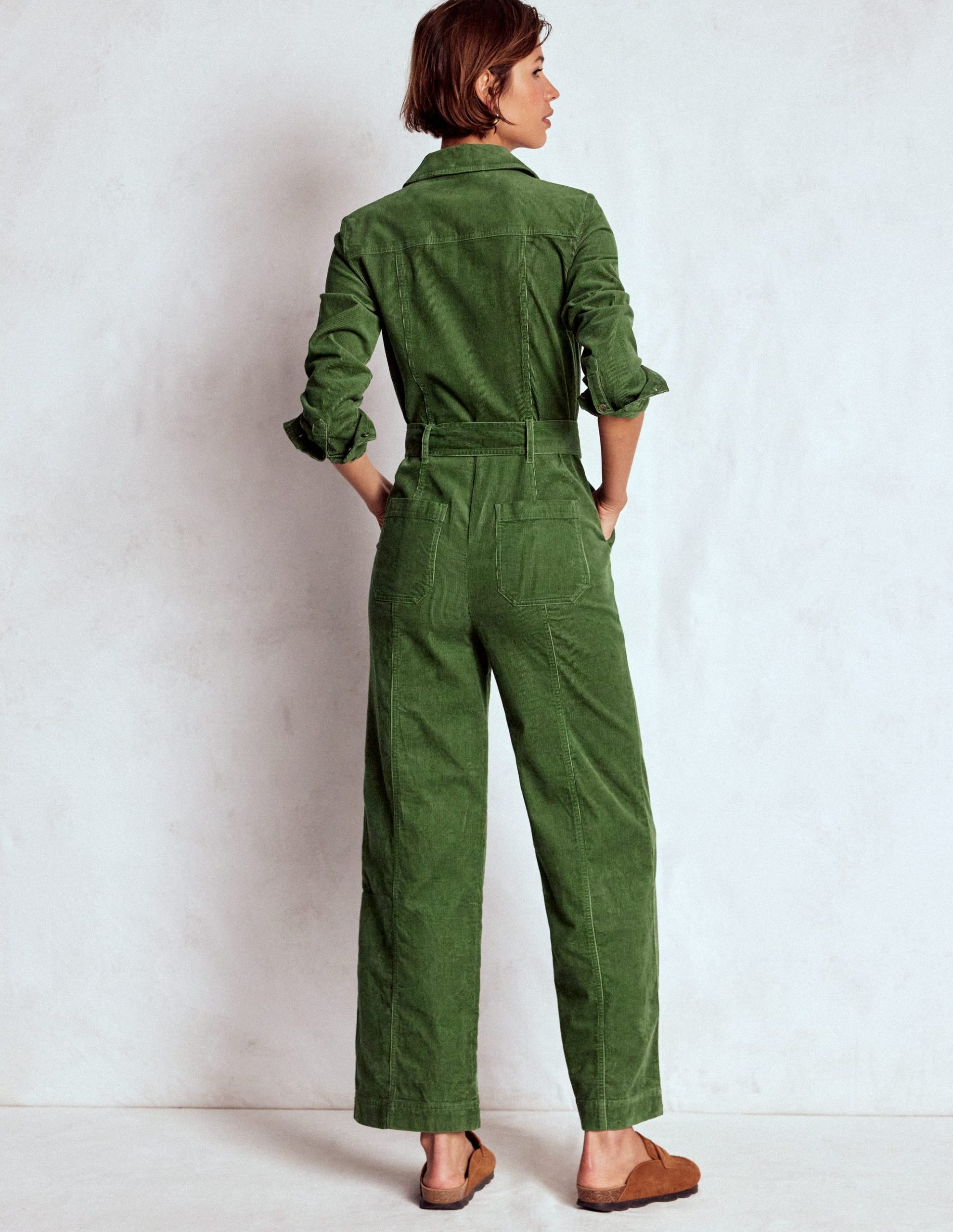 Zip Up Cord LS Jumpsuit-Fern - Image 3