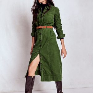 Amanda Cord Midi Dress-Fern