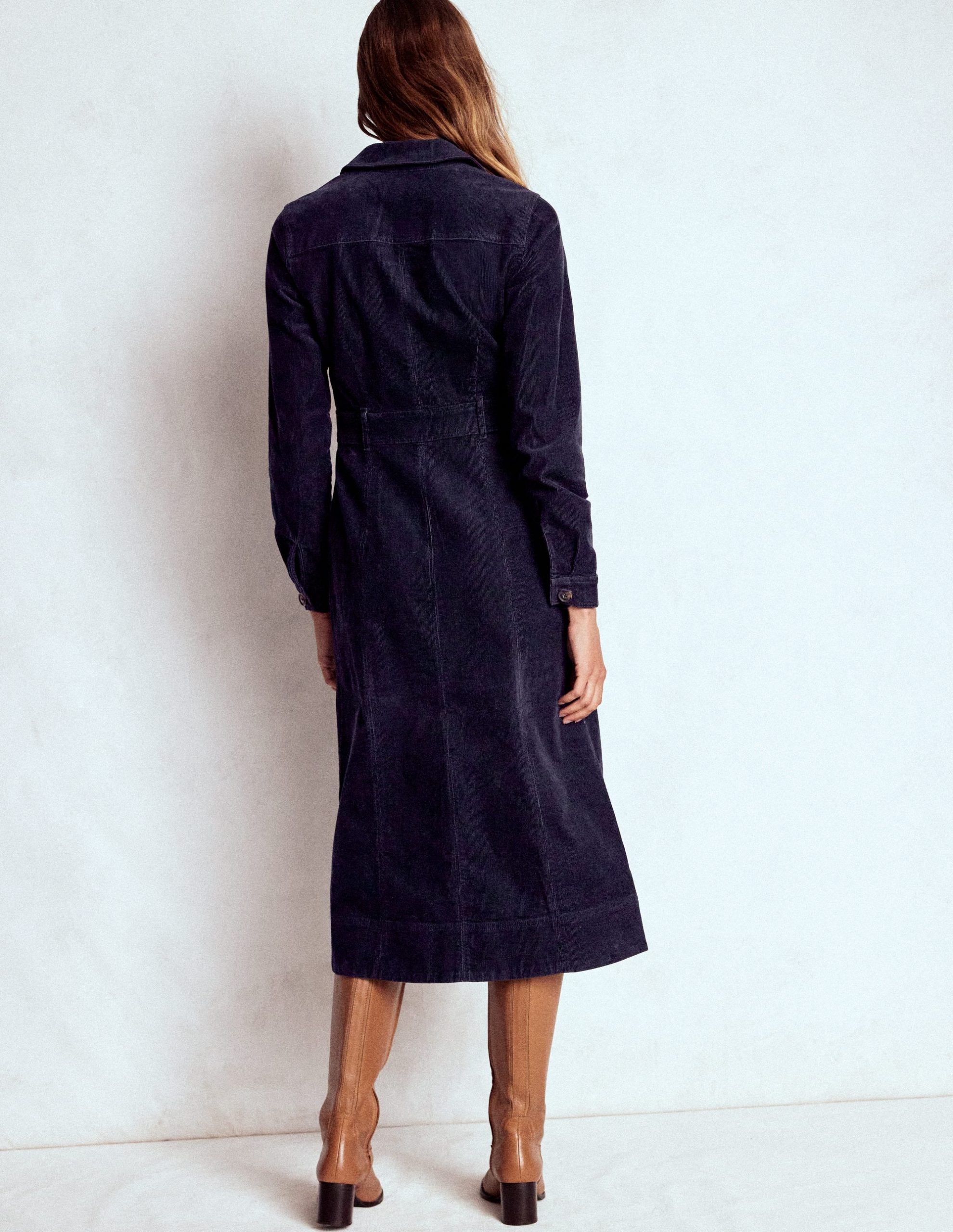 Amanda Cord Midi Dress-Navy - Image 3