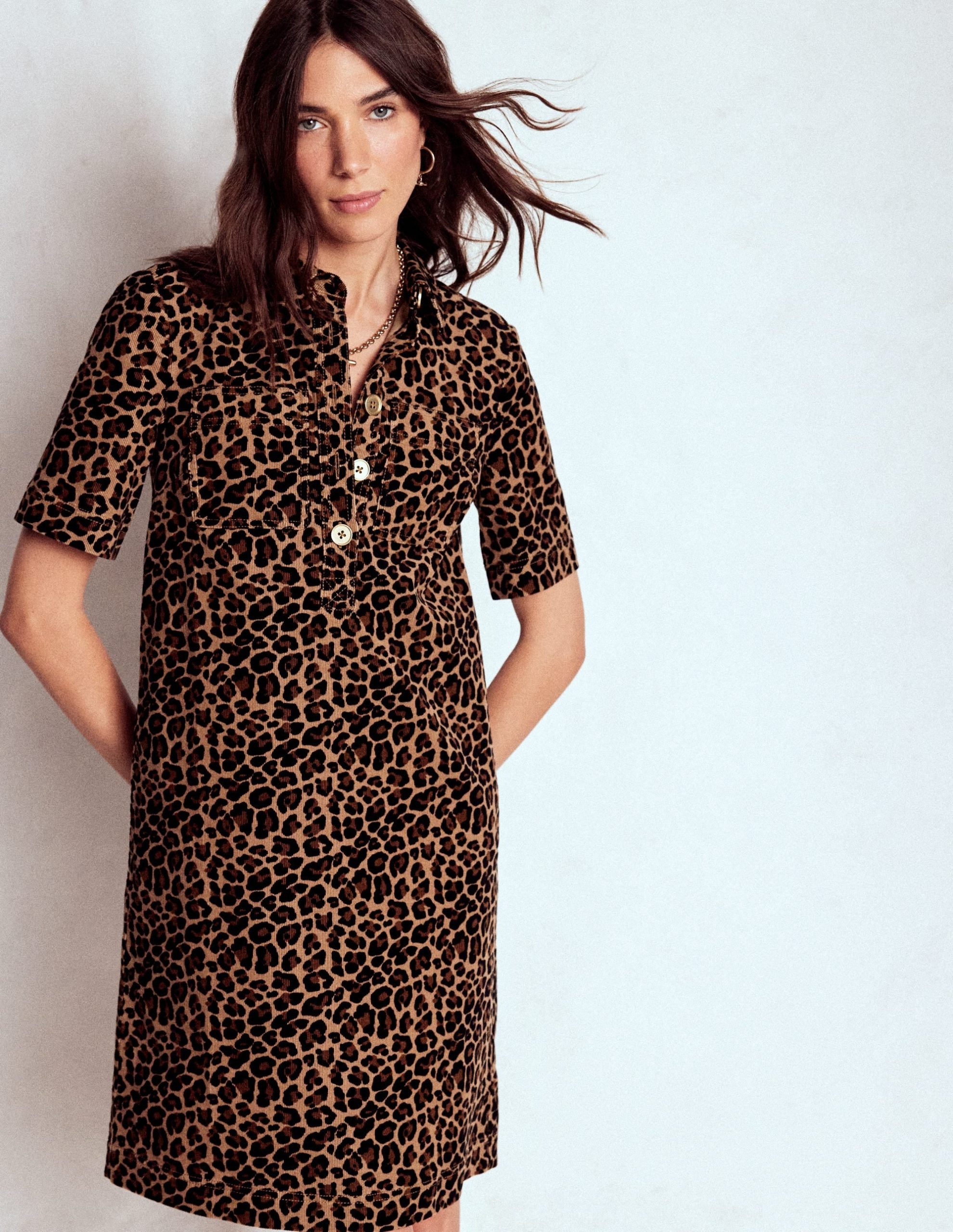 Zia Cord Pocket Shirt Dress-Multi. Cheetah Pop - Image 6