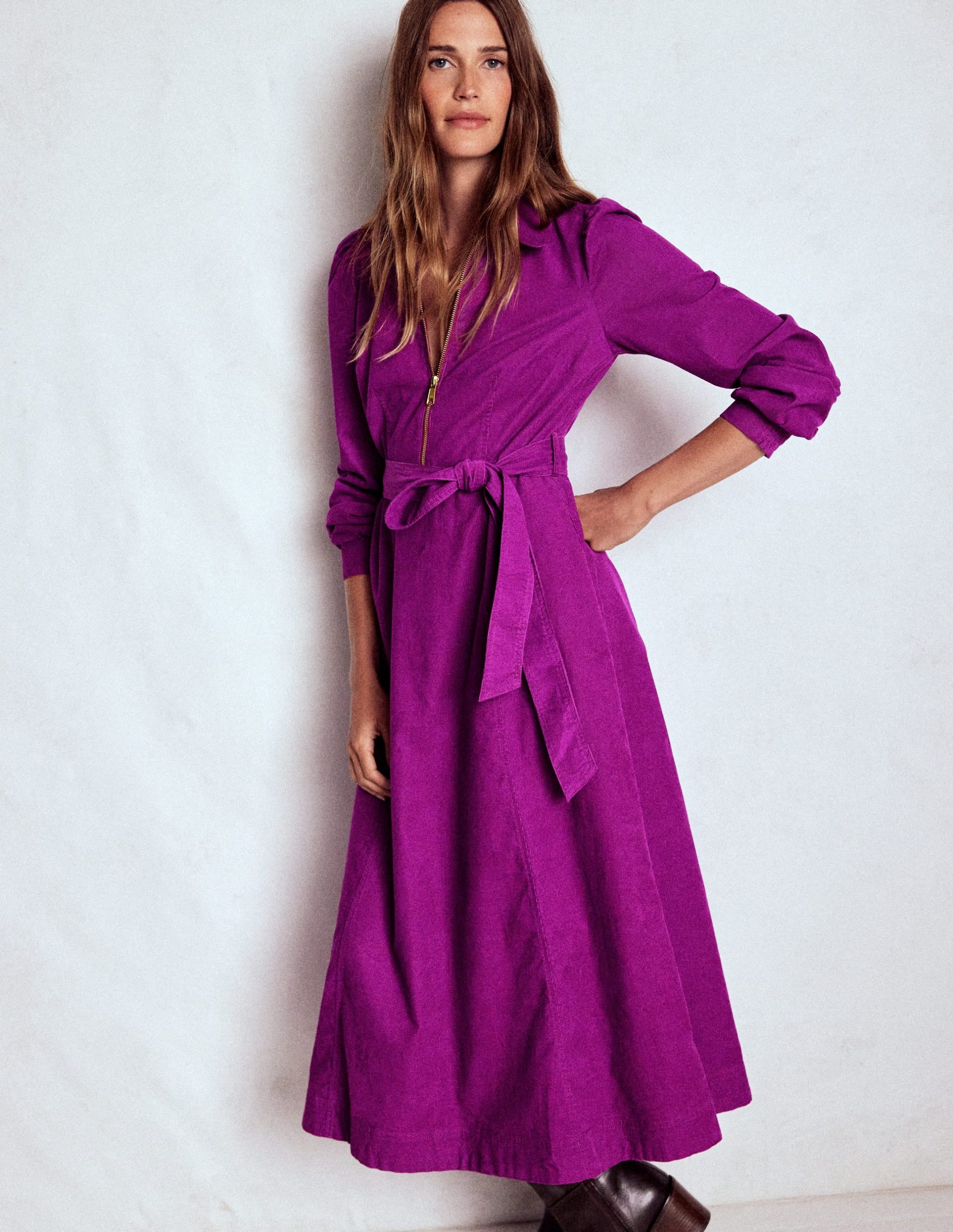 Adelaide Zip Cord Midi Dress-Regal Purple