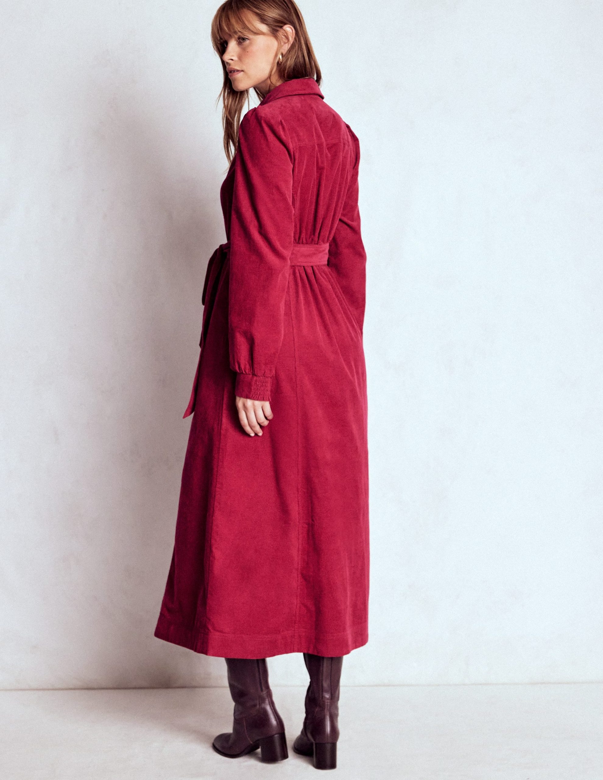 Adelaide Zip Cord Midi Dress-Burgundy Red - Image 3