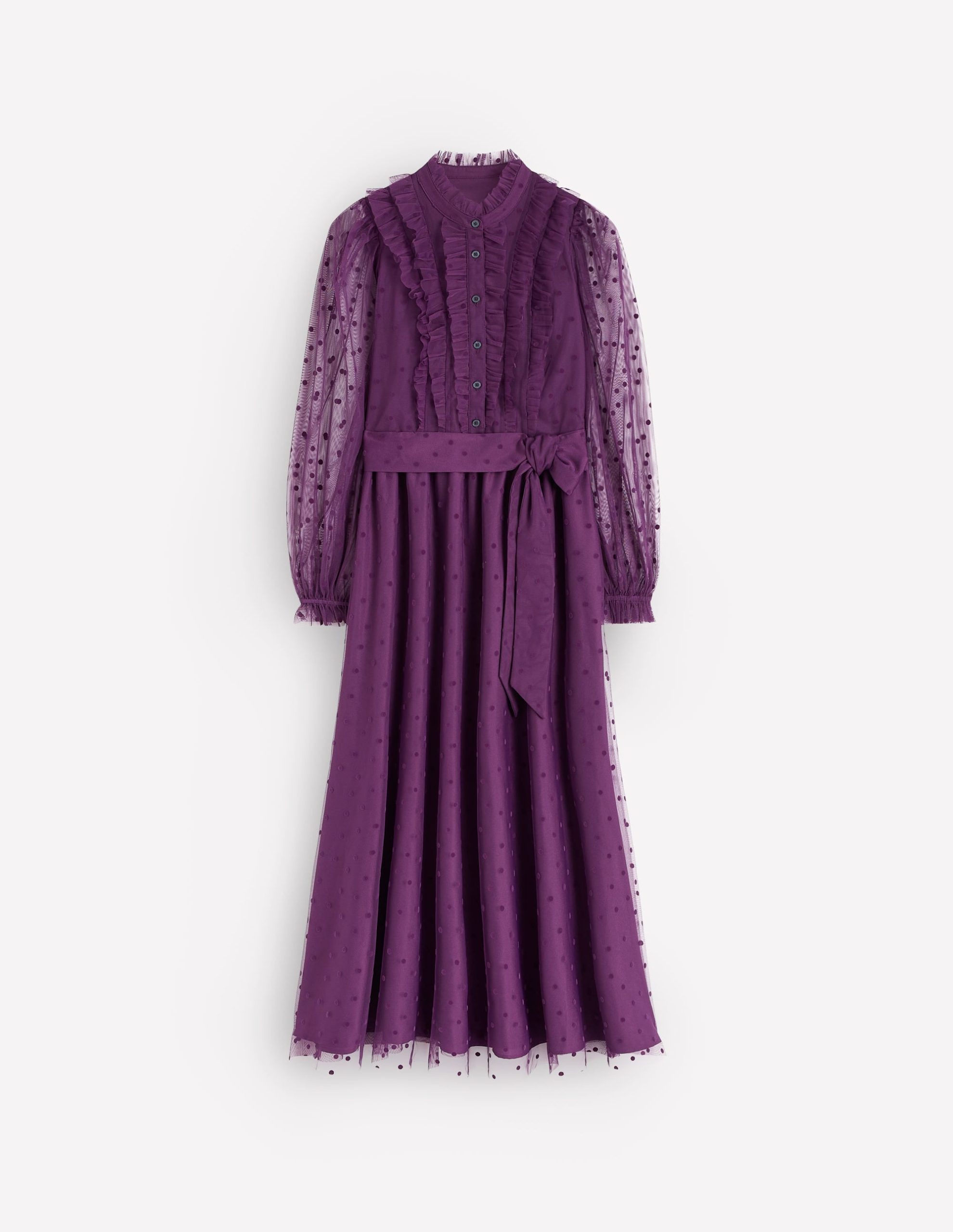 Tulle Ruffle Maxi Dress-Viola Purple - Image 6