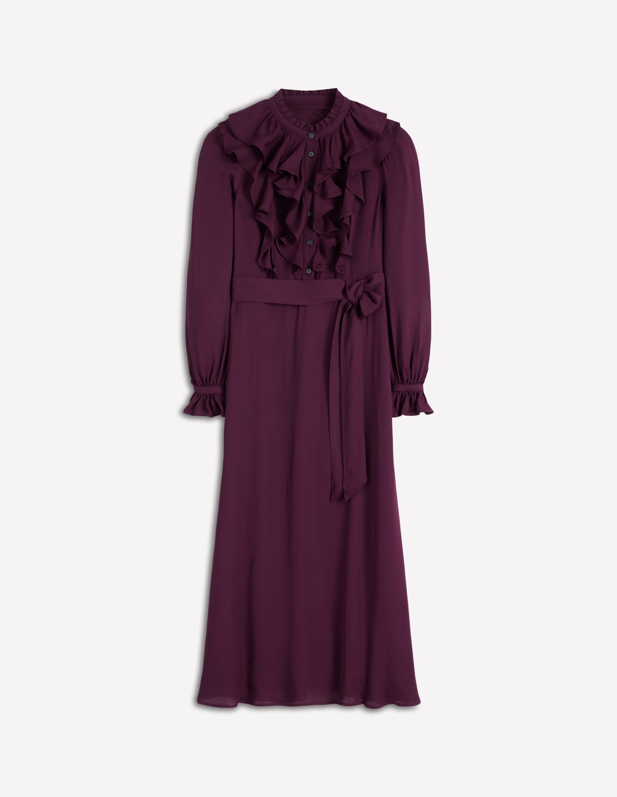 Ruffle Front Shirt Dress-Dark Cherry - Image 7