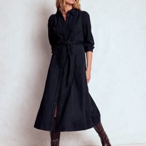 Clara Cord Midi Dress-Midnight Blue