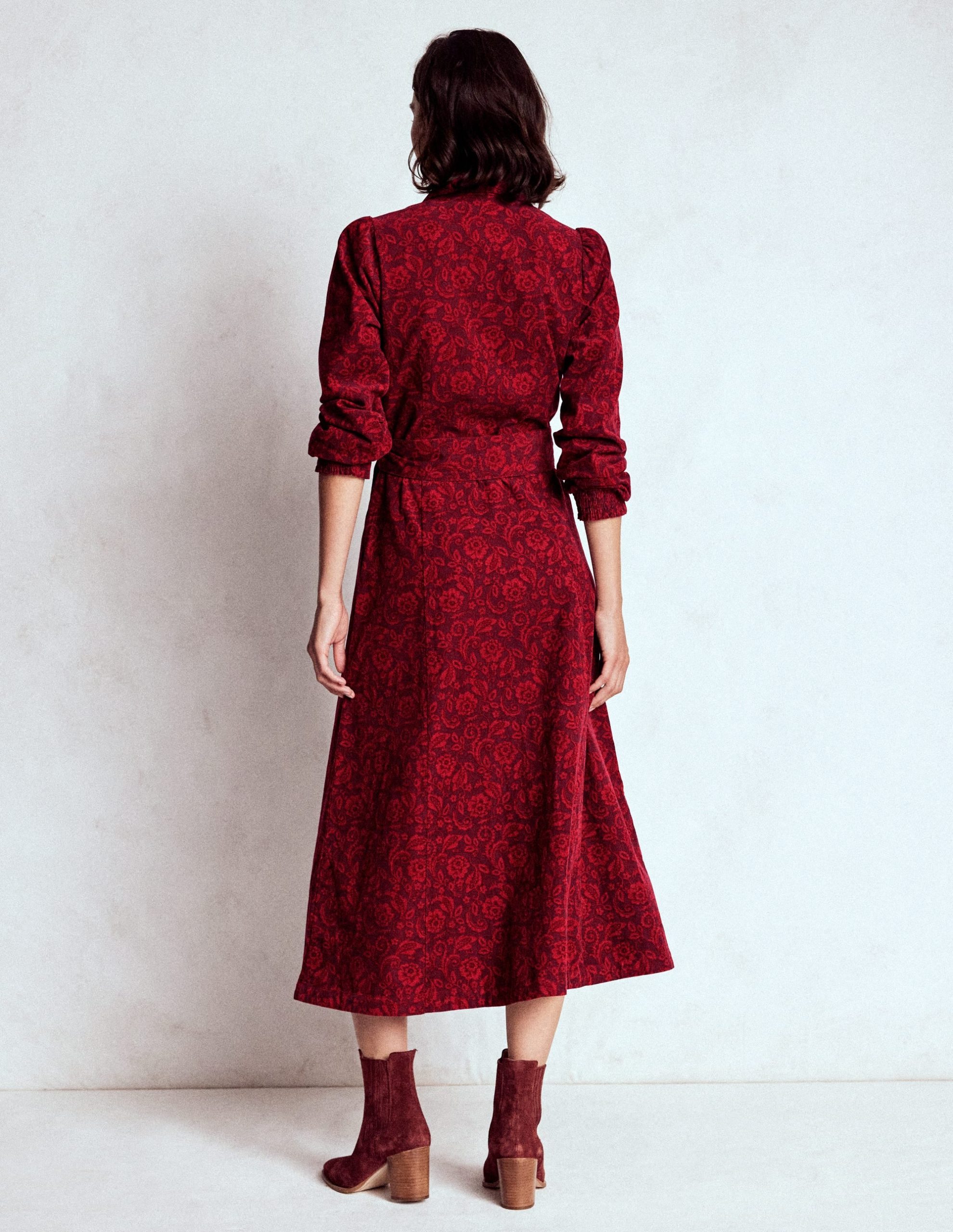 Clara Cord Midi Dress-Red Liquorice. Ornate Flora - Image 3