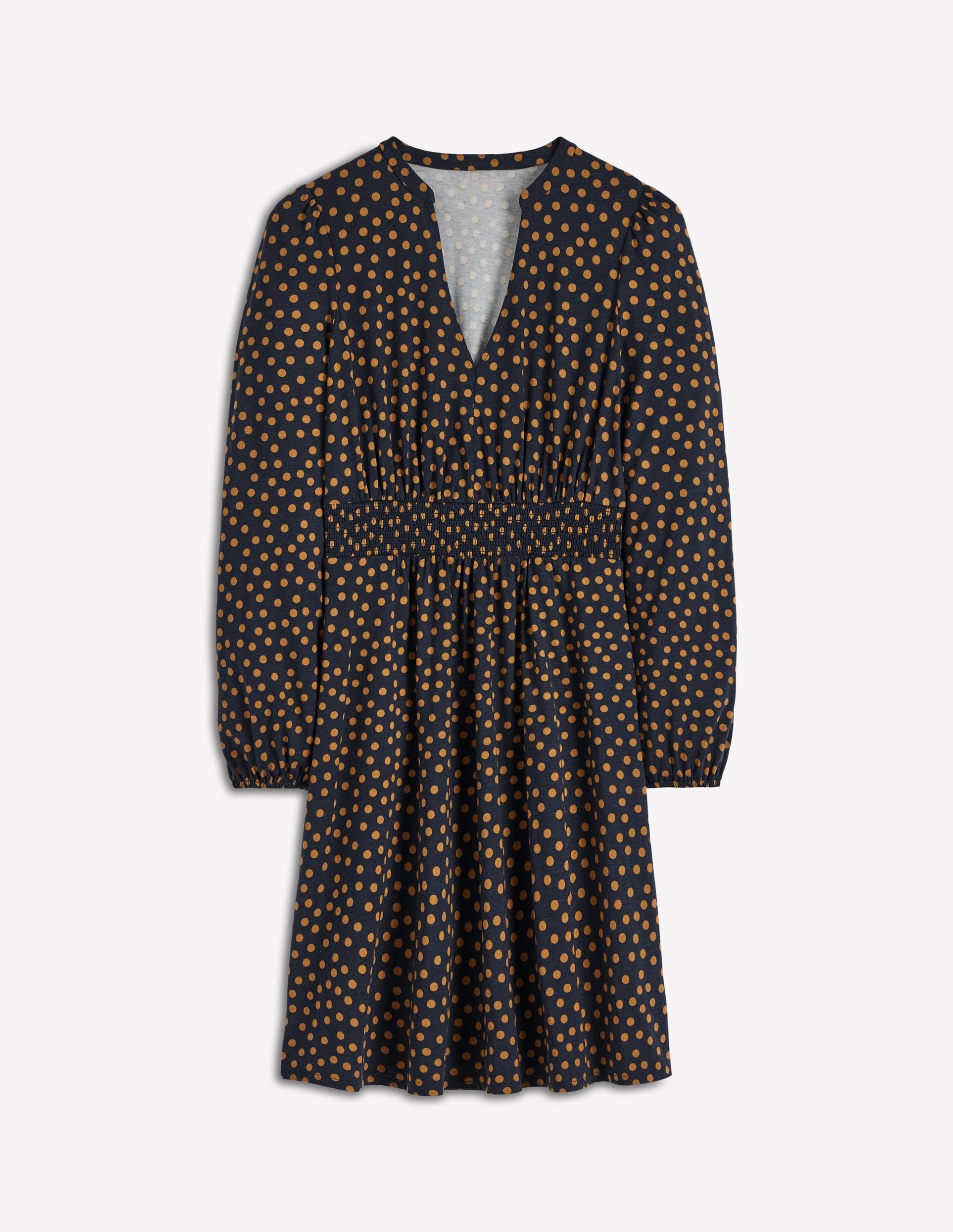 Sarah Short Jersey Dress-French Navy. Dijon Dot - Image 6