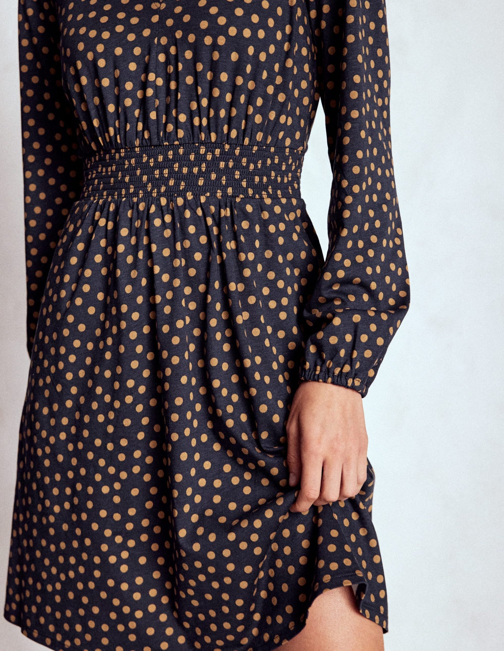 Sarah Short Jersey Dress-French Navy. Dijon Dot - Image 2