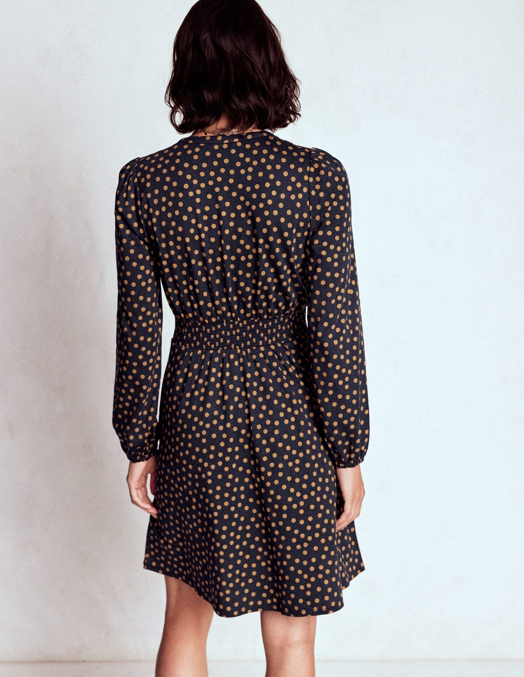 Sarah Short Jersey Dress-French Navy. Dijon Dot - Image 3