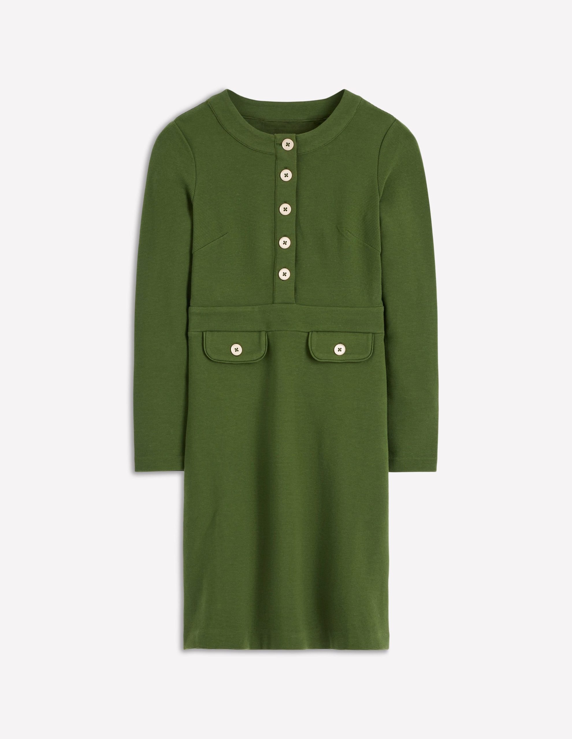 Lavinia Button Shift Dress-Douglas Fir - Image 5