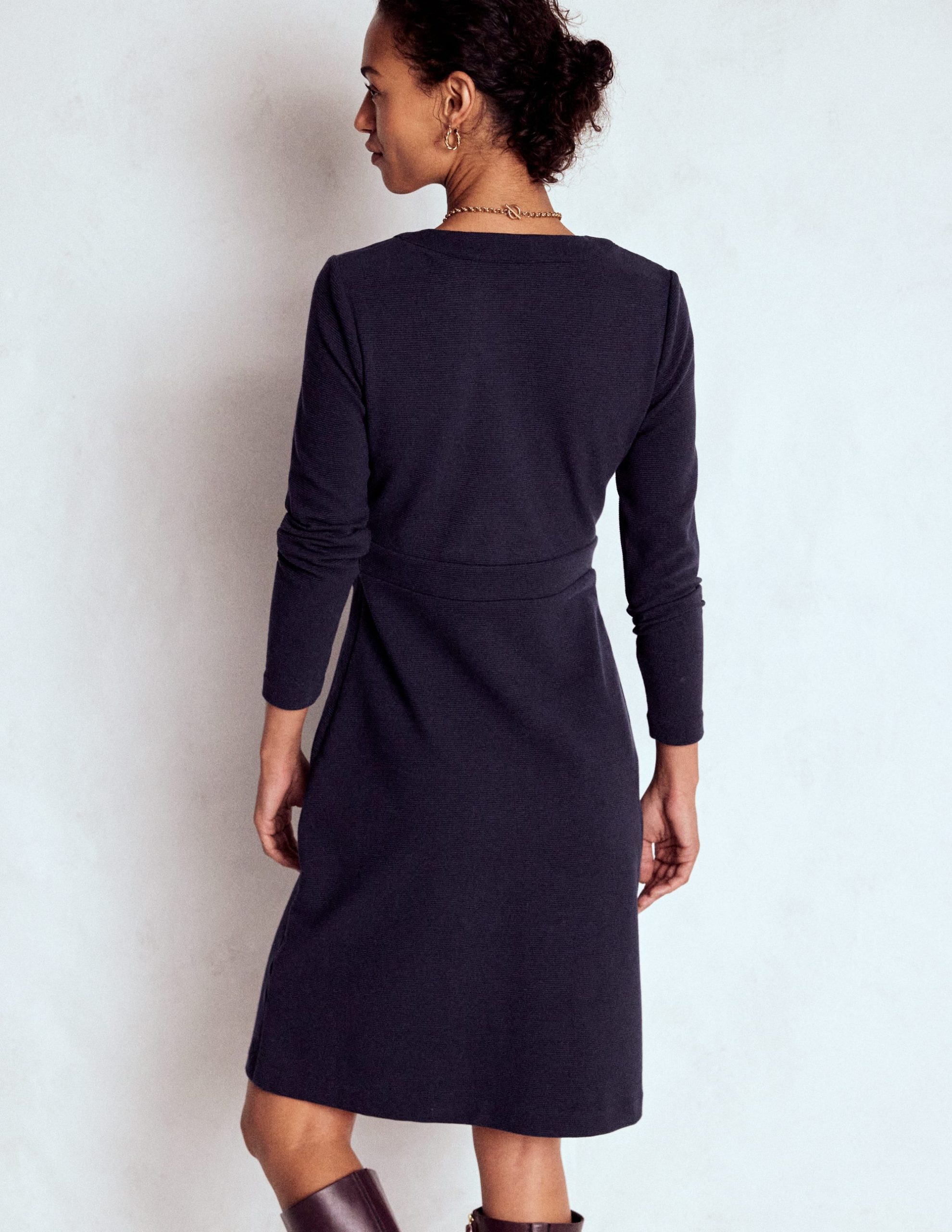 Lavinia Button Shift Dress-Navy - Image 3