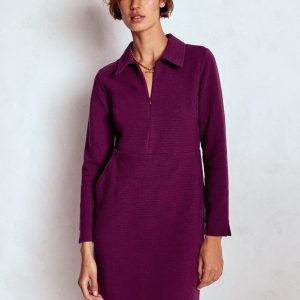 Cam Zip-up Ottoman Dress-Plum Jam