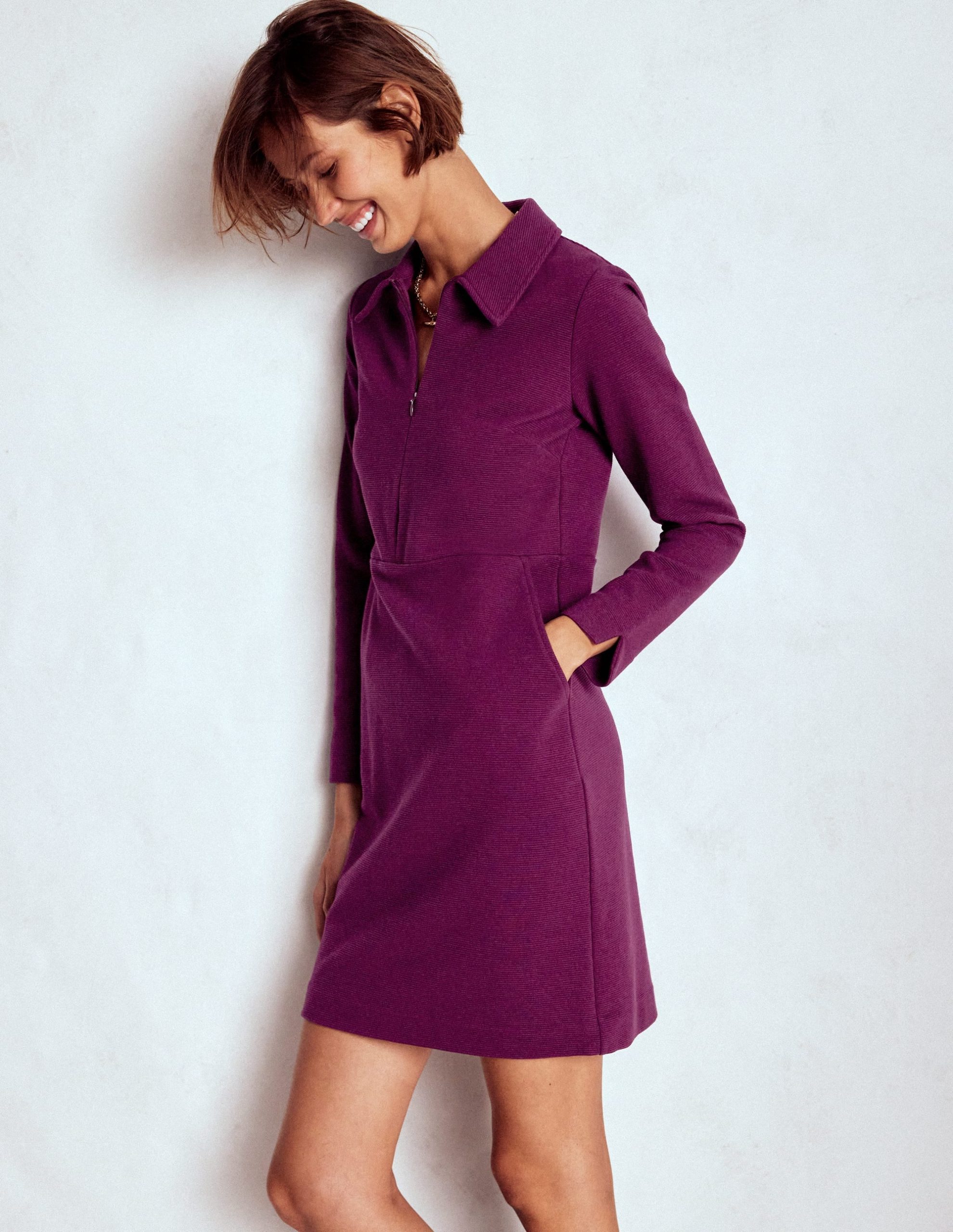 Cam Zip-up Ottoman Dress-Plum Jam - Image 4