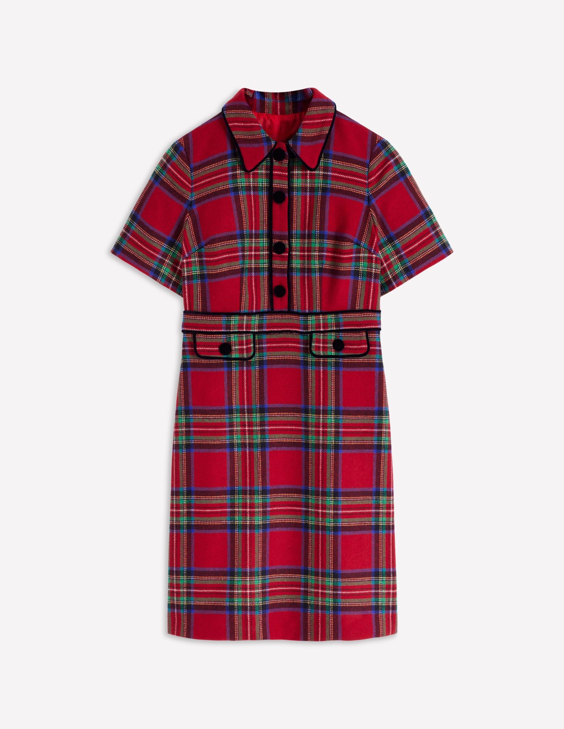 Eda Check Shift Dress-Red. Blue and Green Check - Image 6