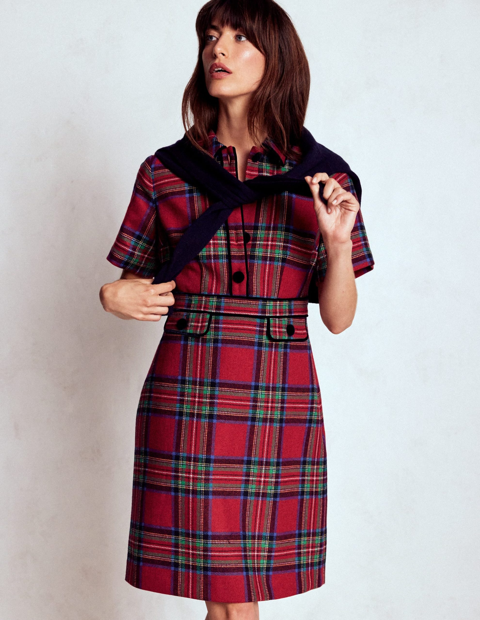 Eda Check Shift Dress-Red. Blue and Green Check - Image 4
