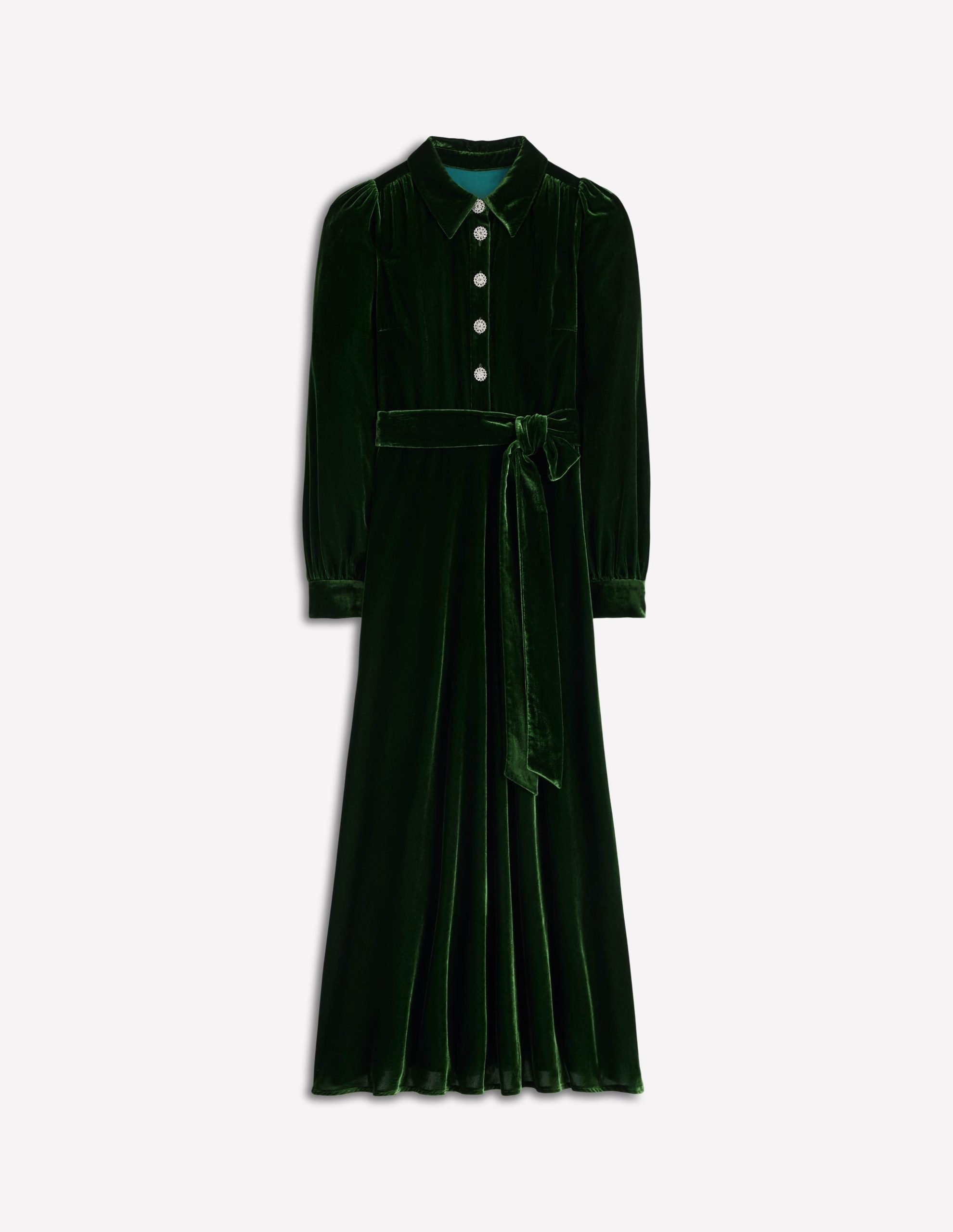 Vivienne Velvet Midi Dress-Green Fir - Image 6