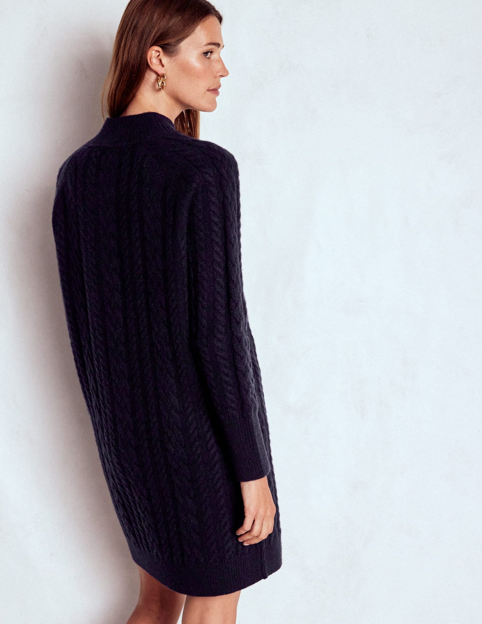 Amara Short Cable Dress-Navy - Image 3