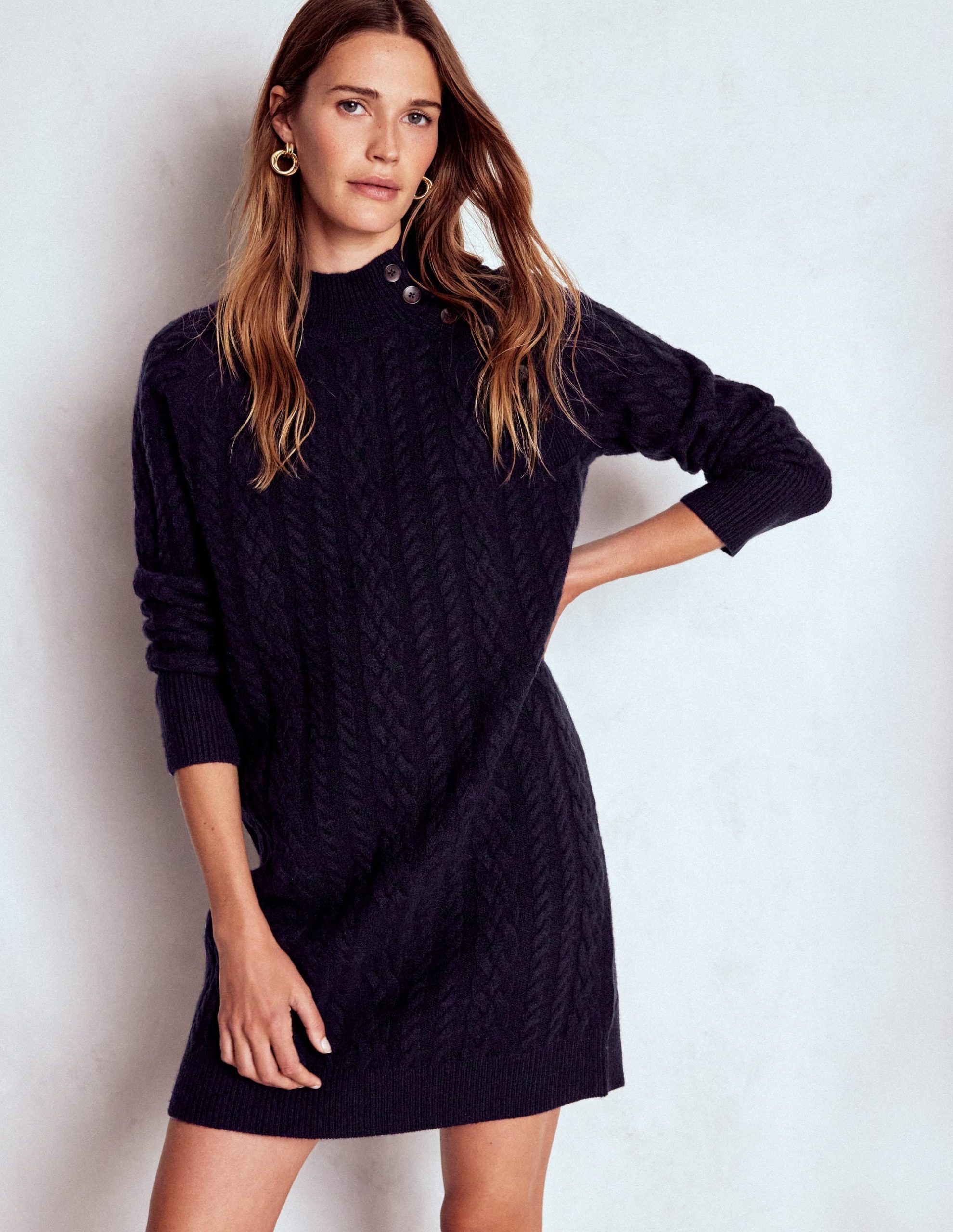 Amara Short Cable Dress-Navy - Image 4