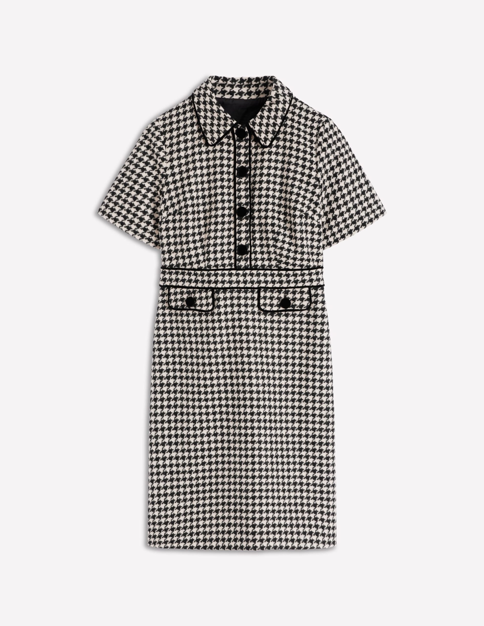 Eda Wool Shift Dress-Black Dogstooth - Image 5