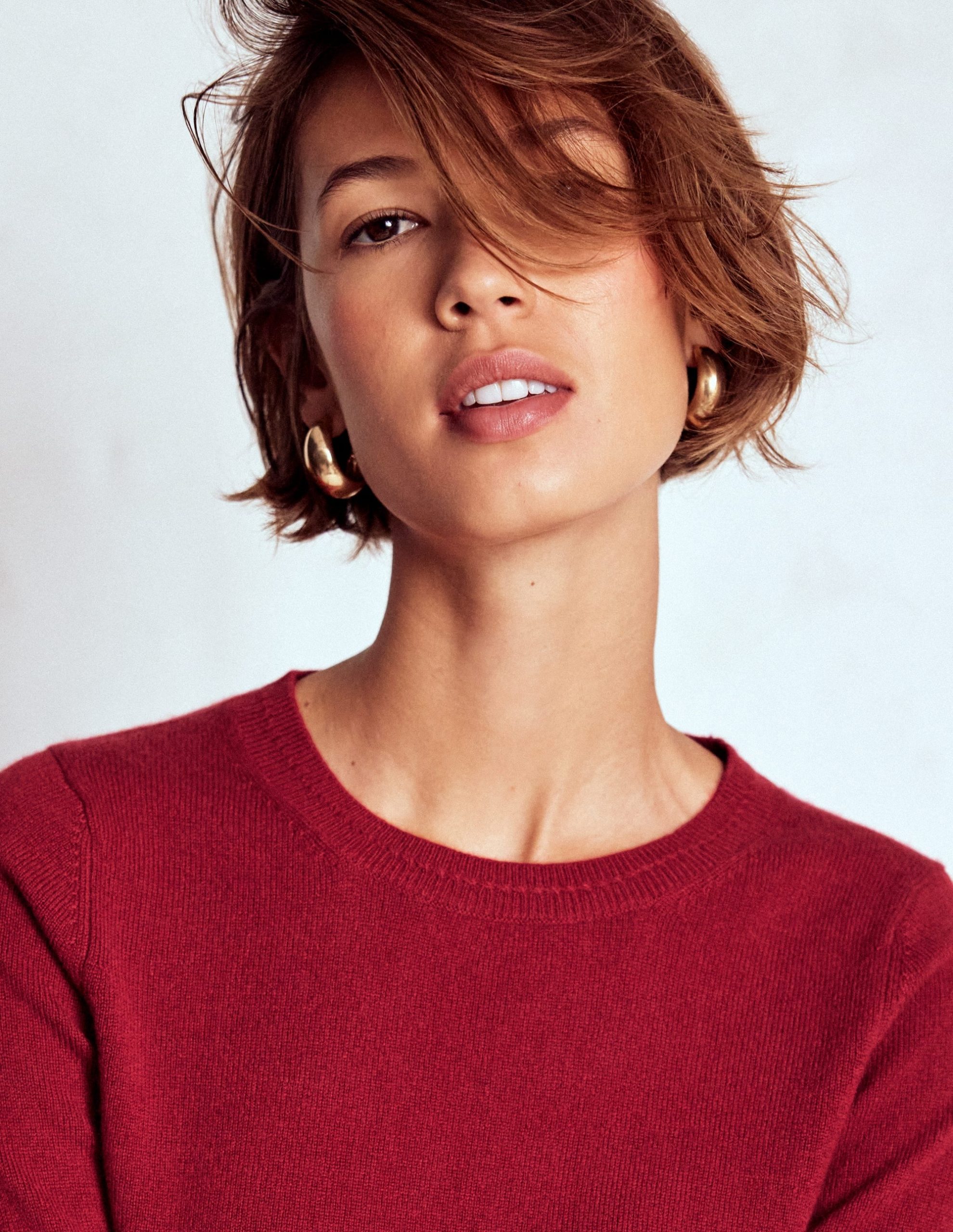 Eva Cashmere Crew Neck Sweater-Red Liquorice