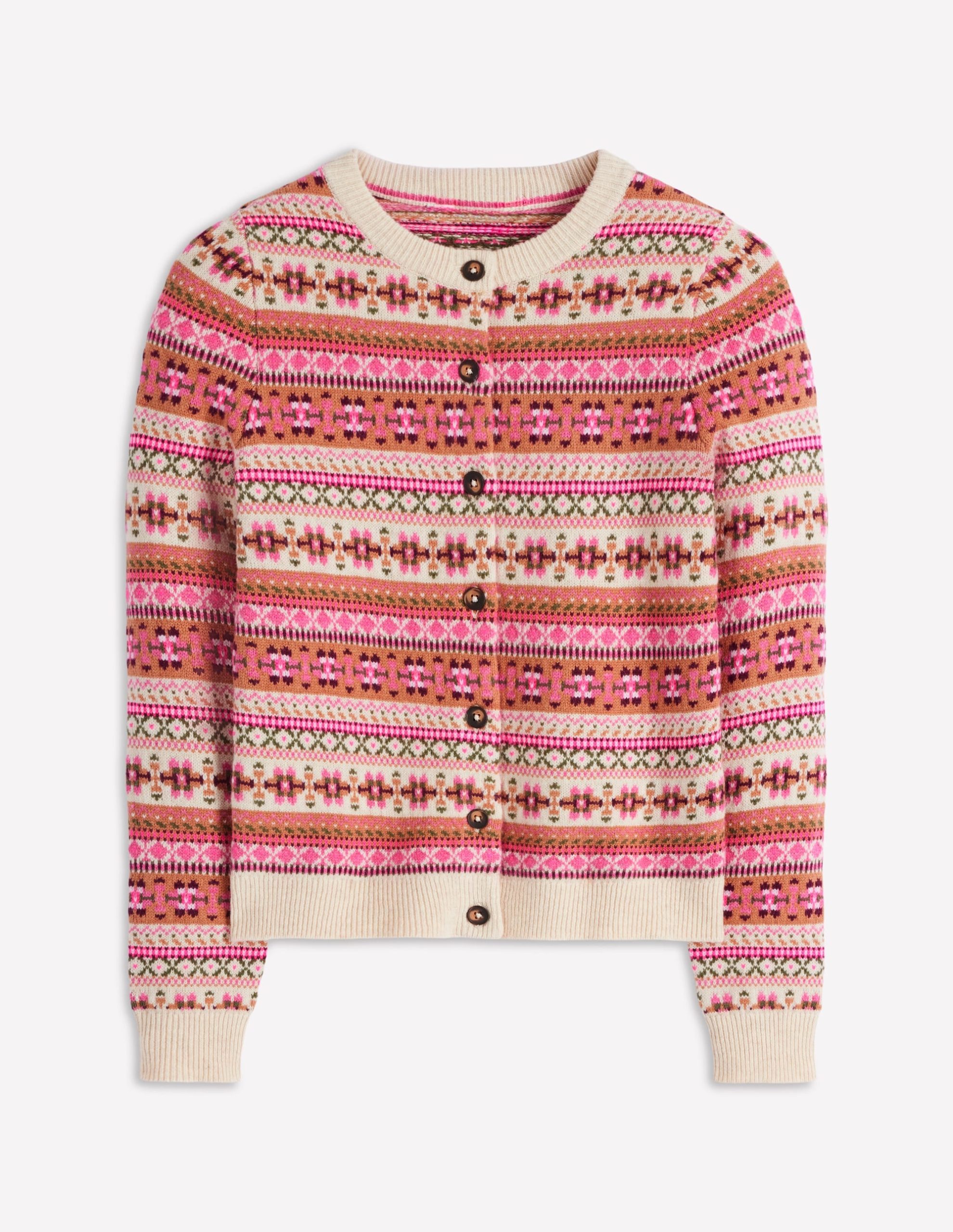 Edie Fair Isle Cardigan-Pink Heritage Fair Isle - Image 6