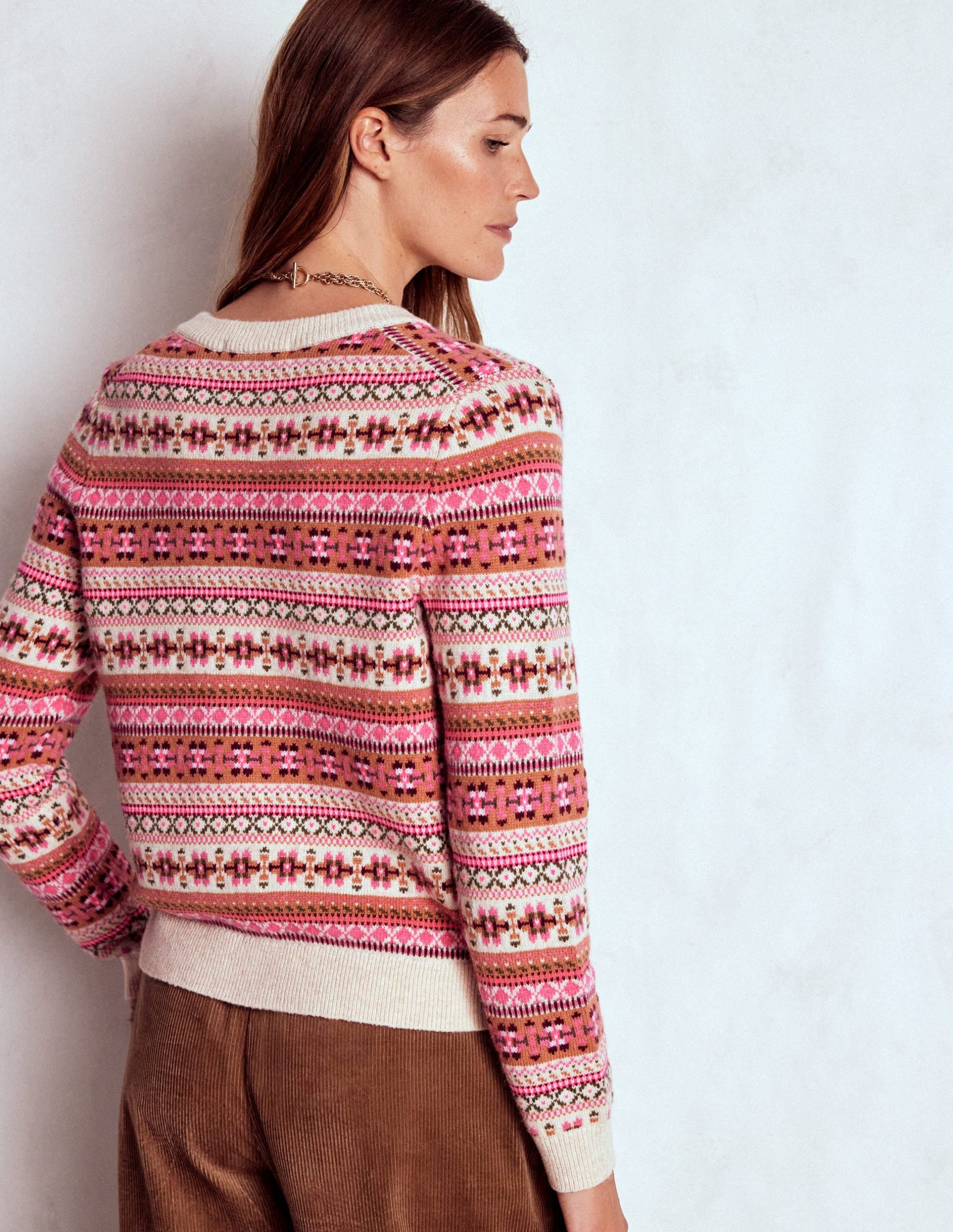Edie Fair Isle Cardigan-Pink Heritage Fair Isle - Image 4
