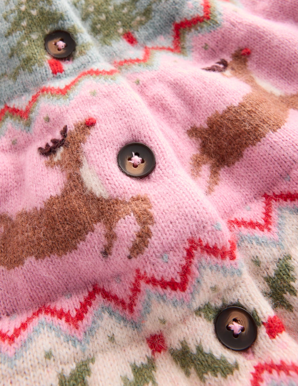 Edie Fair Isle Cardigan-Pink. Reindeer - Image 7