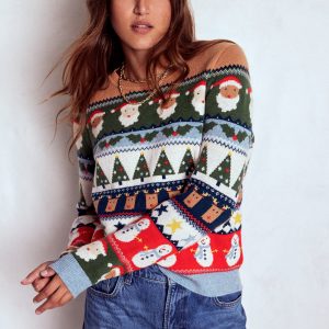 Edie Fair Isle Sweater-Multi. Christmas Fair Isle