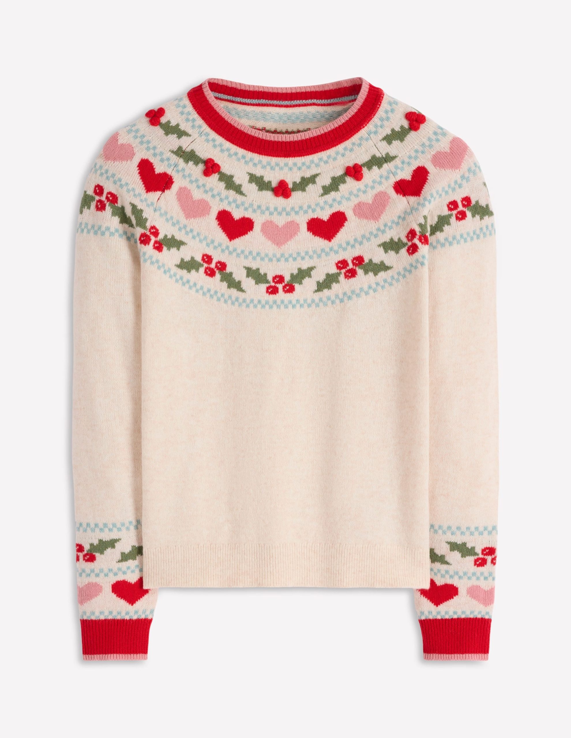 Edie Fair Isle Sweater-Oatmeal Melange. Holly - Image 6