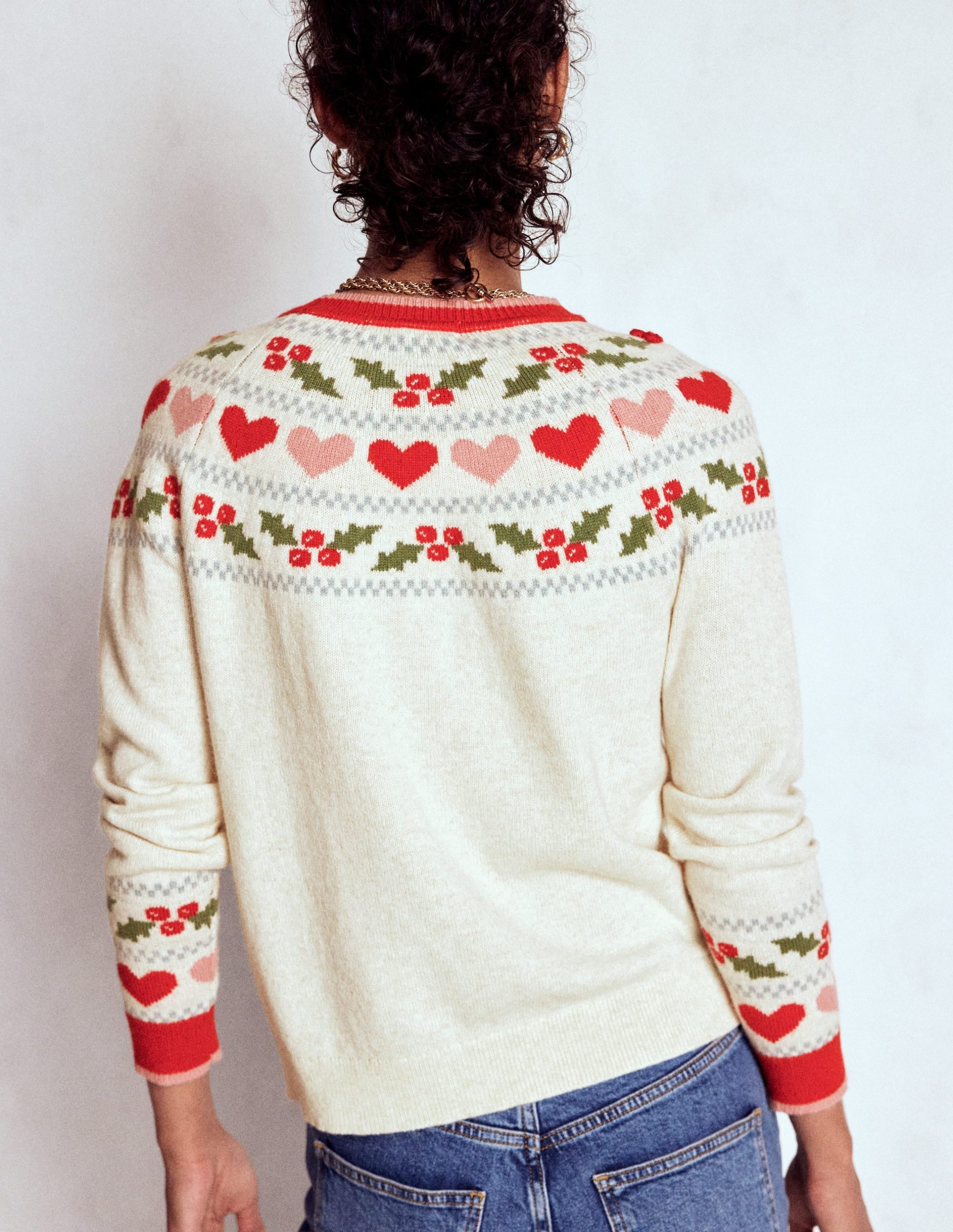 Edie Fair Isle Sweater-Oatmeal Melange. Holly - Image 3