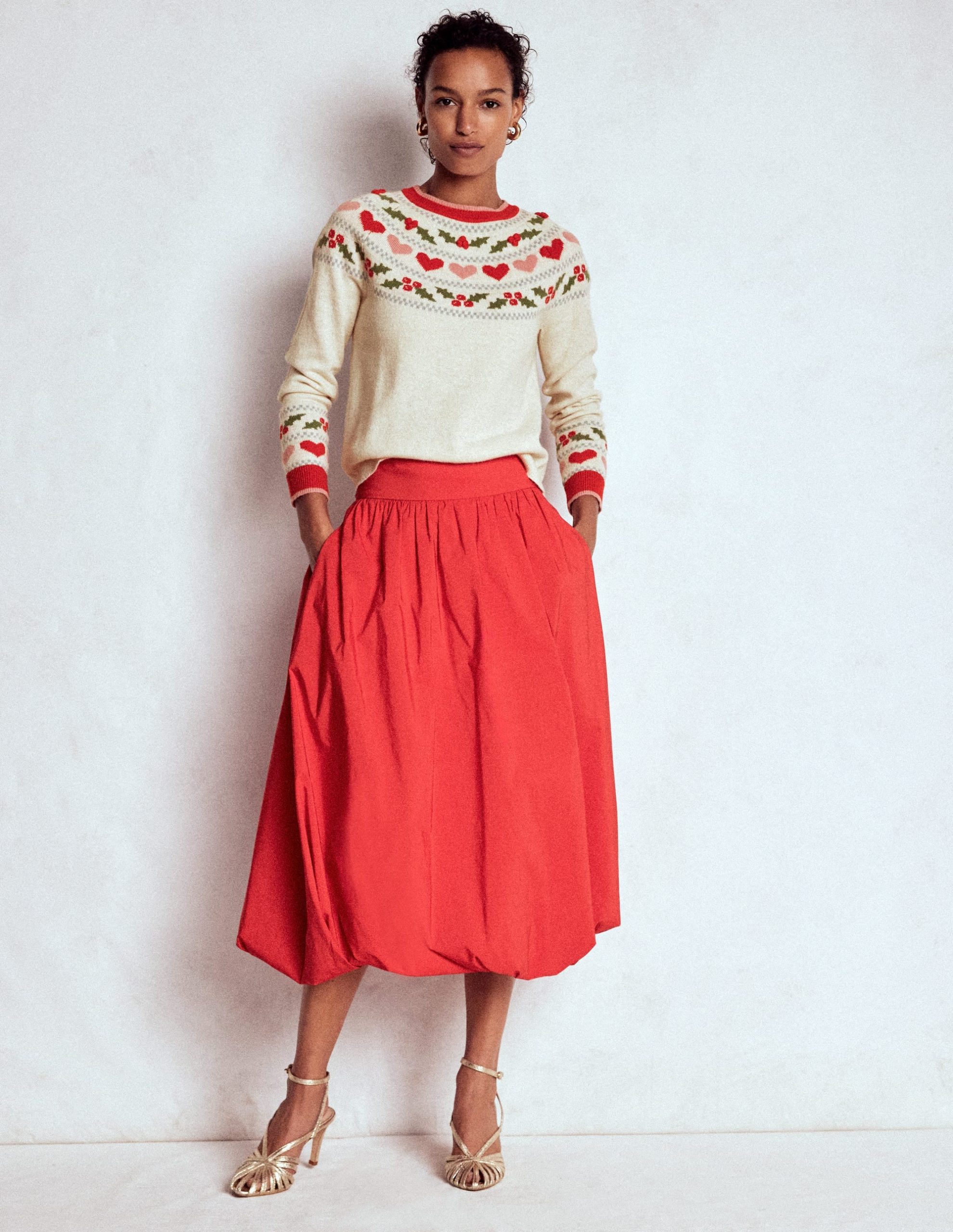 Edie Fair Isle Sweater-Oatmeal Melange. Holly - Image 4