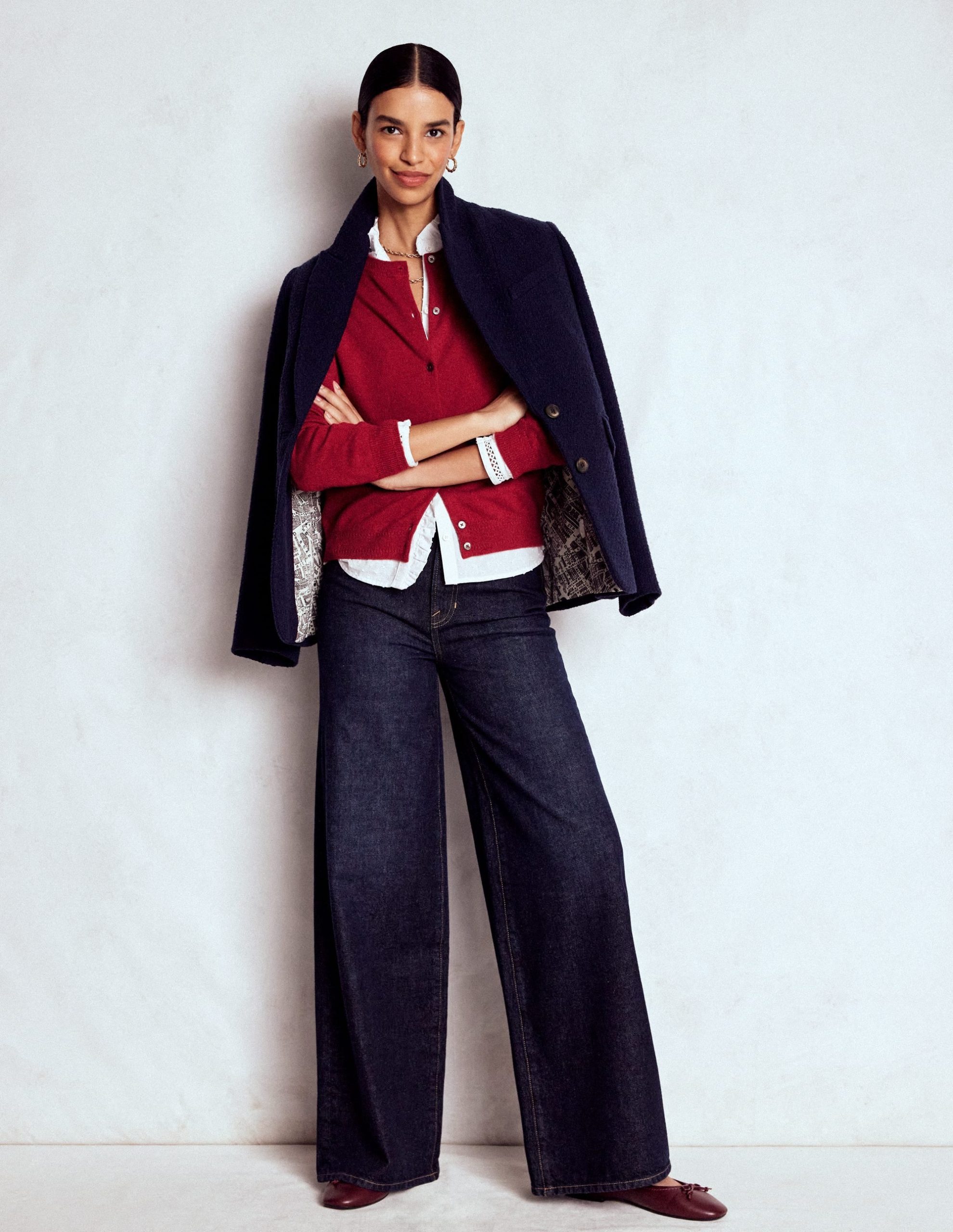 Eva Cashmere Crew Cardigan-Red Liquorice - Image 5