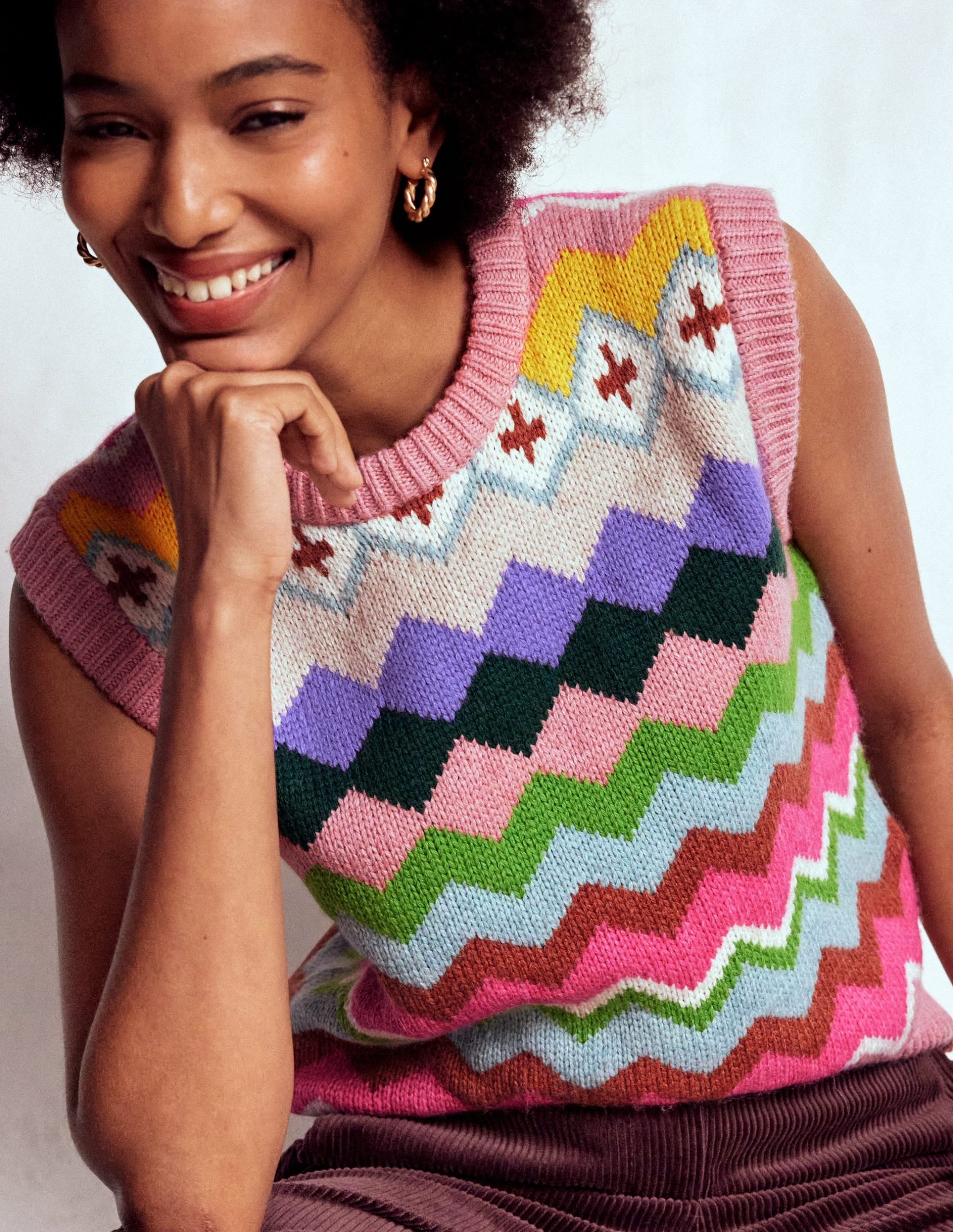 Eleanor Fair Isle Vest-Pink Heritage Fair Isle - Image 2