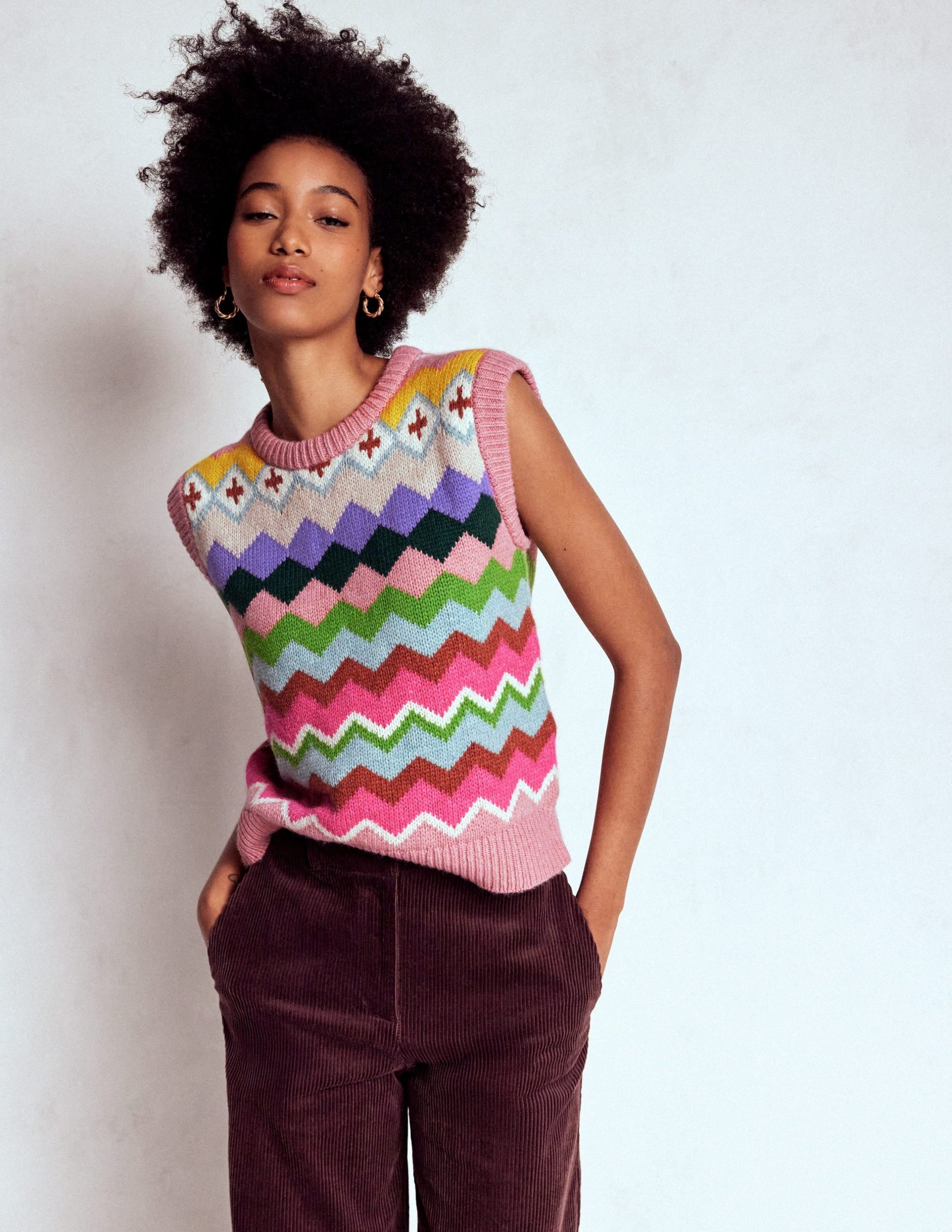 Eleanor Fair Isle Vest-Pink Heritage Fair Isle - Image 4