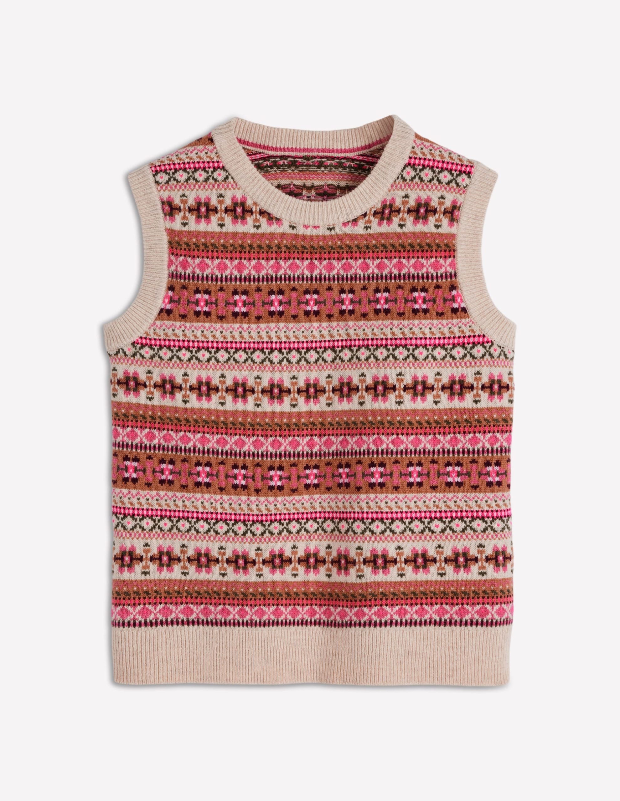 Edie Fair Isle Vest-Pink Heritage Fair Isle - Image 6