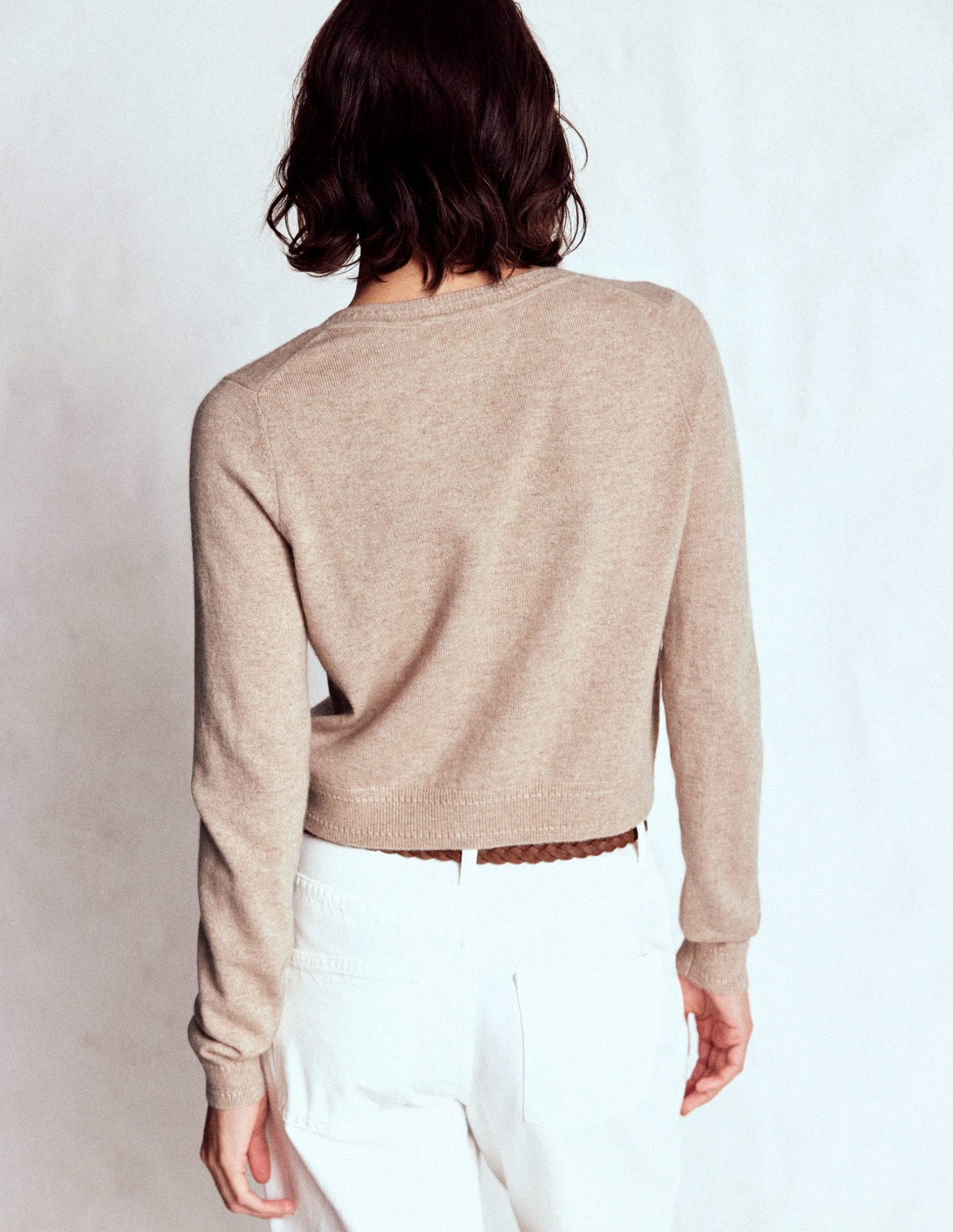Eva Cashmere Cropped Cardigan-Chinchilla Melange - Image 3